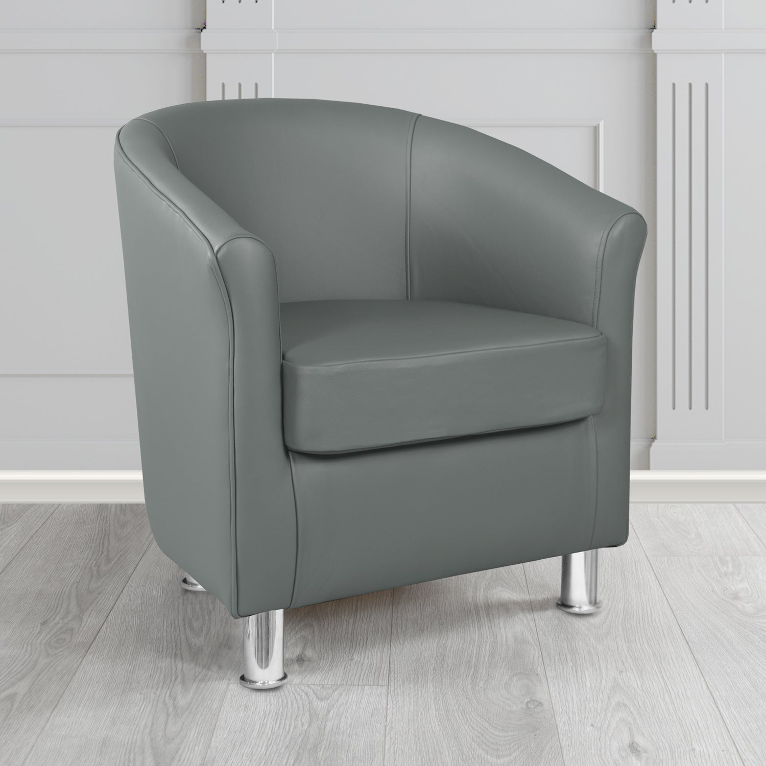Como Tub Chair in Vele Iron Grey Crib 5 Genuine Leather