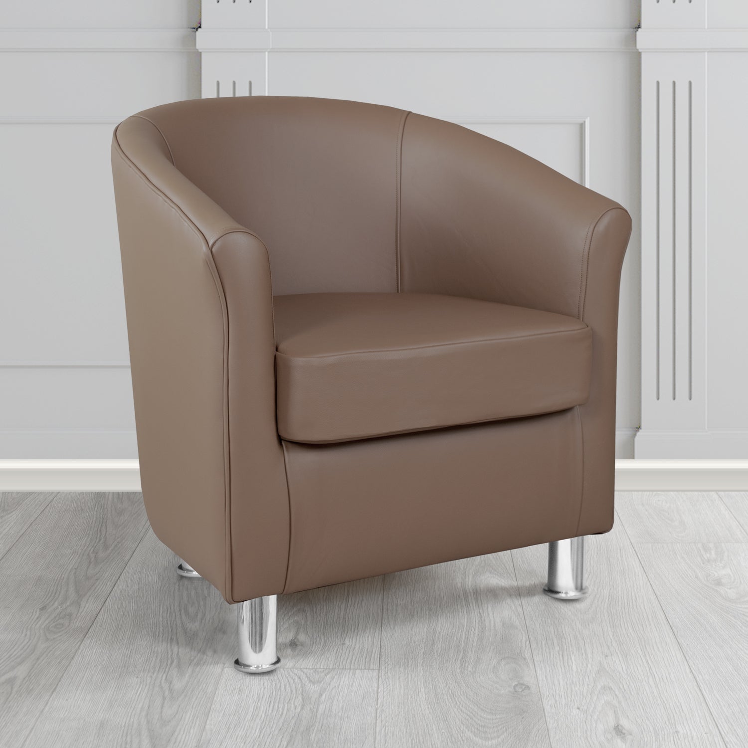 Como Tub Chair in Vele Mink Crib 5 Genuine Leather