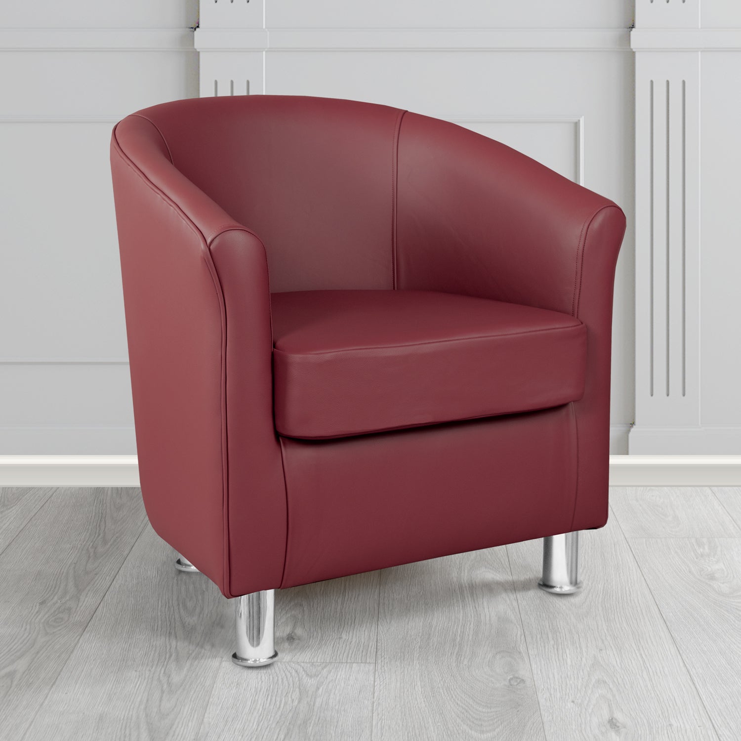 Como Tub Chair in Vele Ruby Crib 5 Genuine Leather