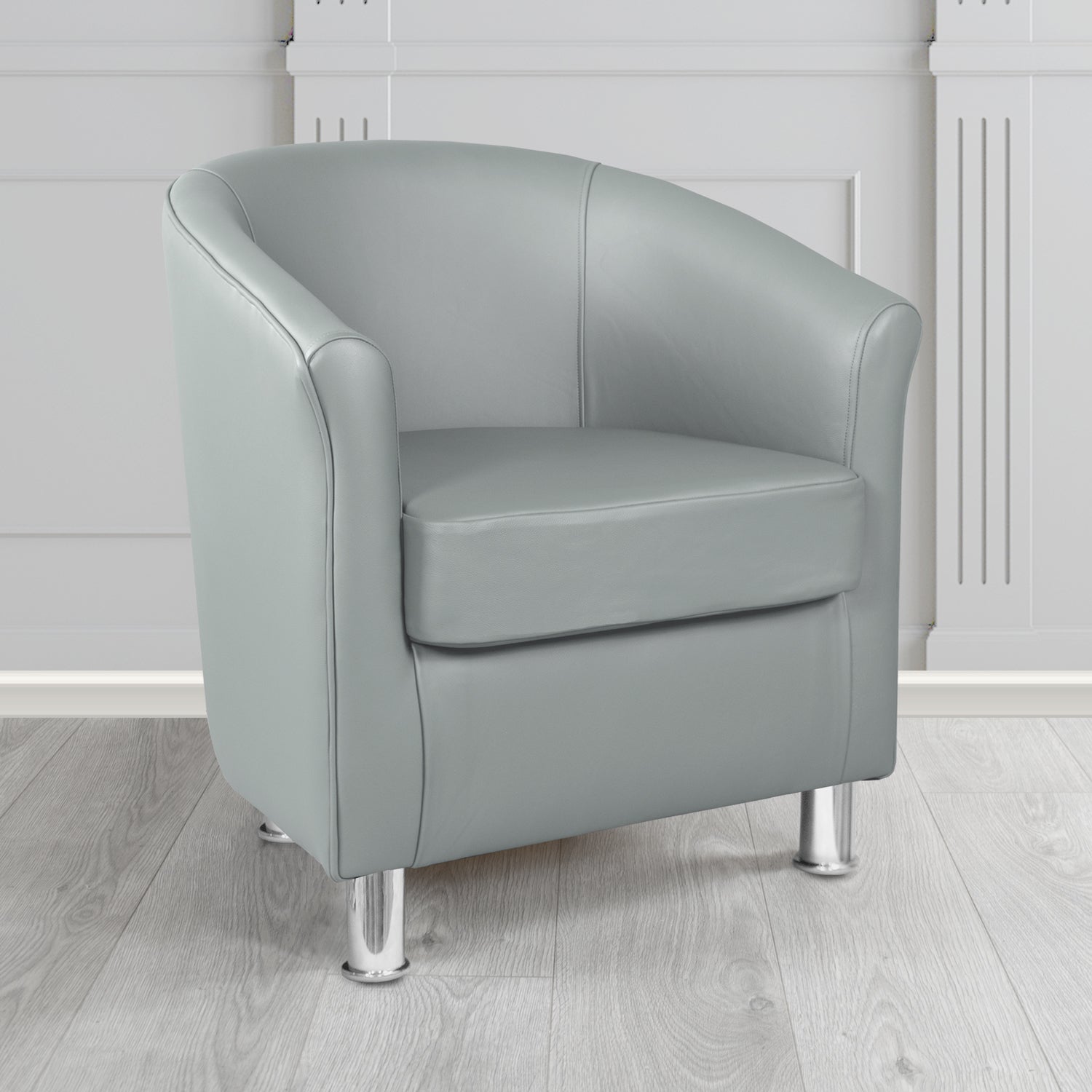 Como Tub Chair in Vele Seal Grey Crib 5 Genuine Leather