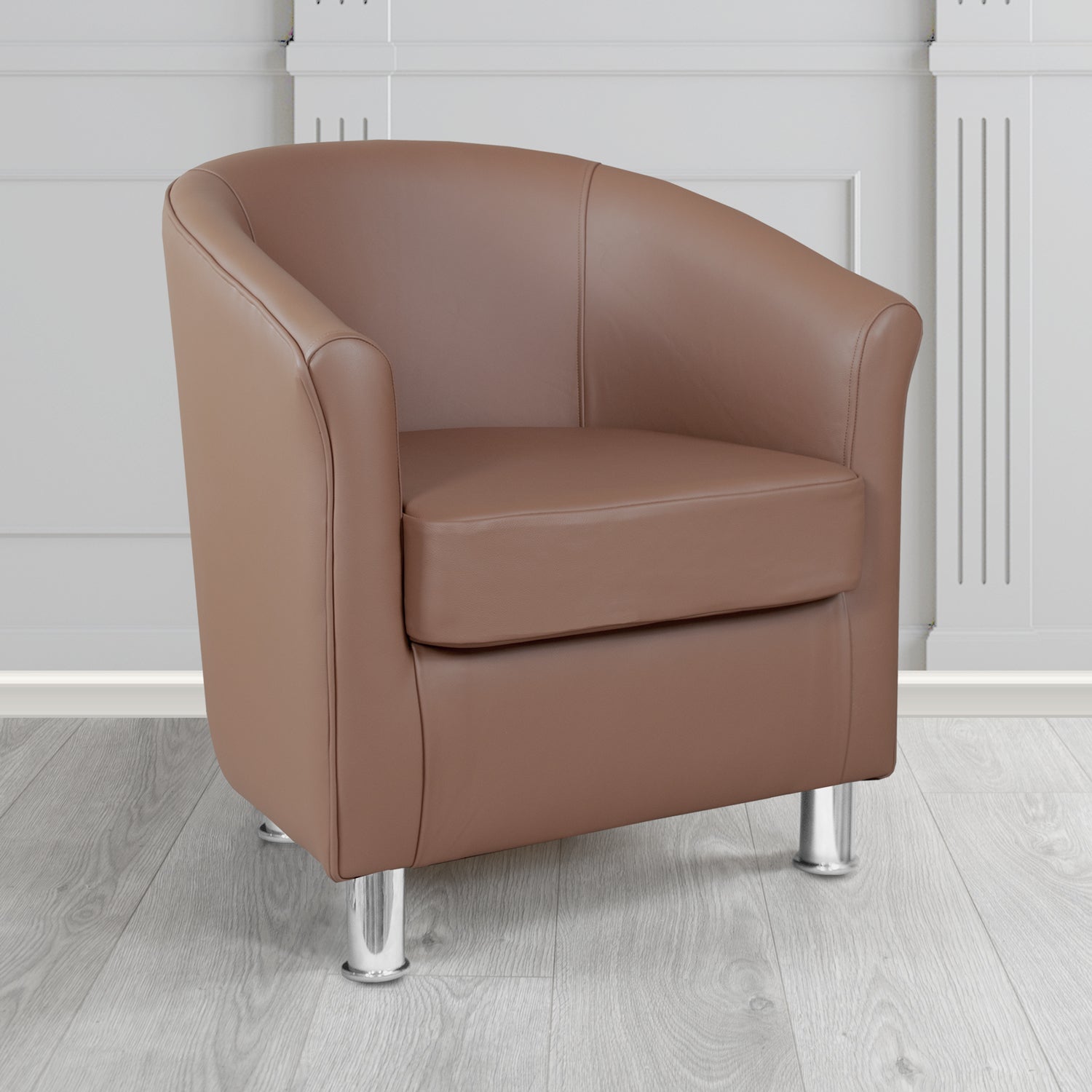 Como Tub Chair in Vele Sole Brown Crib 5 Genuine Leather
