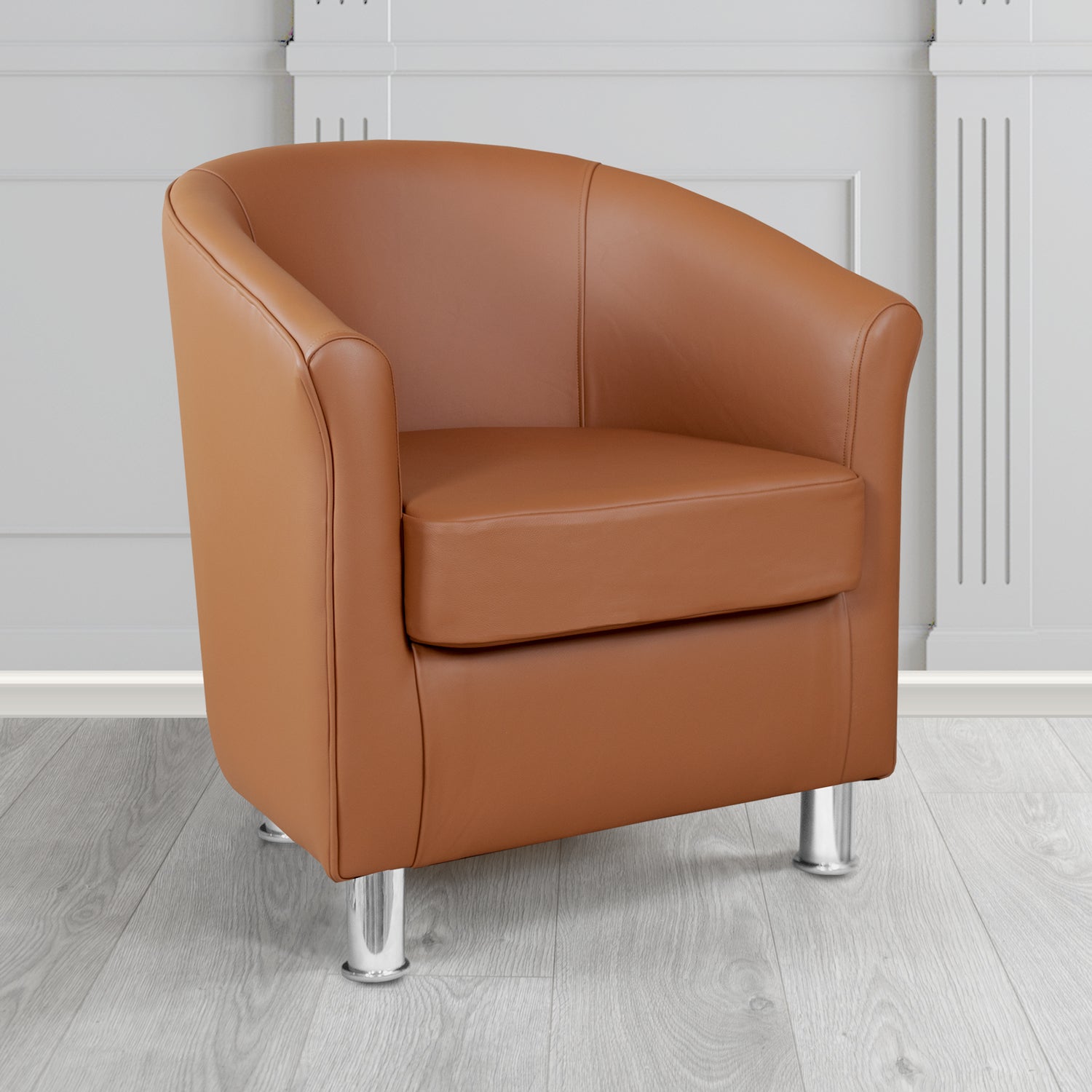 Como Tub Chair in Vele Tan Crib 5 Genuine Leather