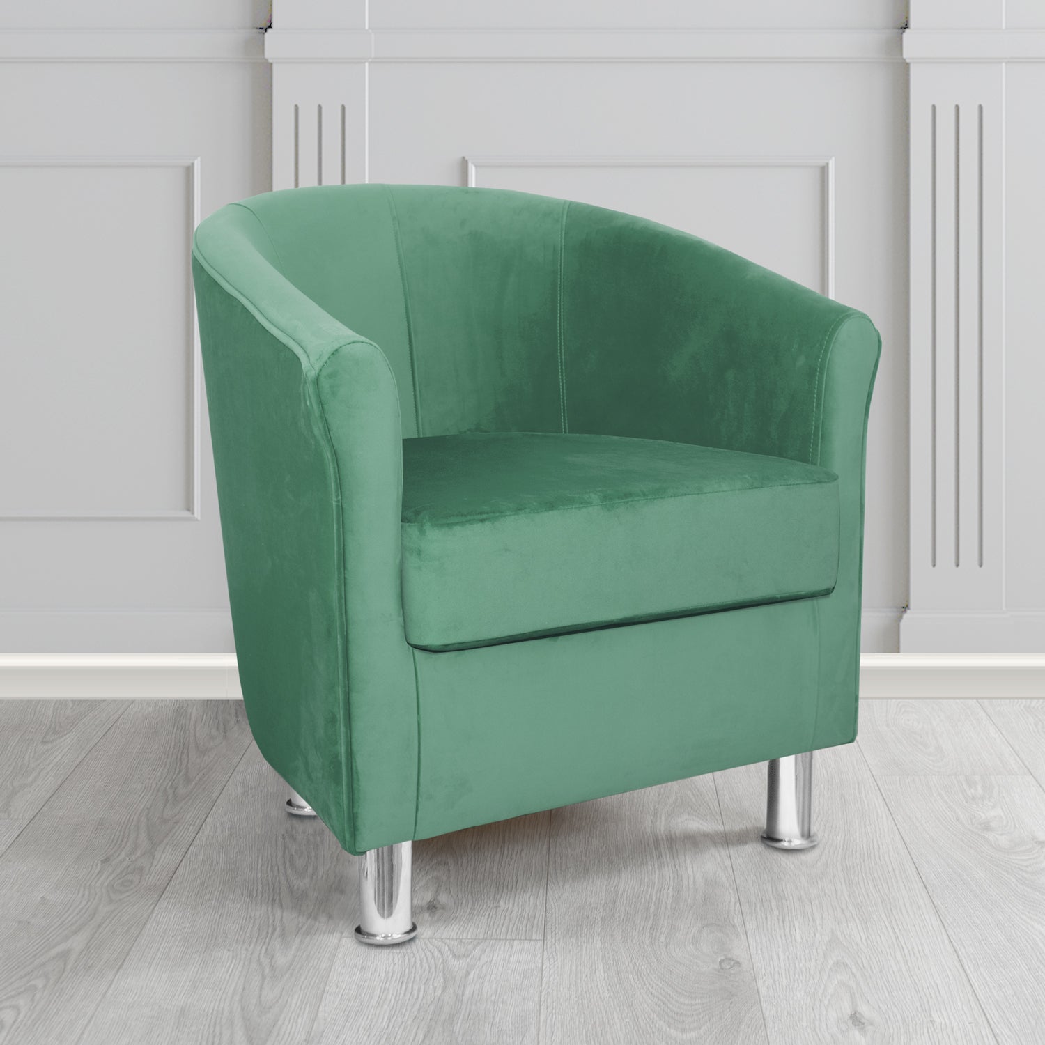 Como Tub Chair in Warwick Plush Aqua Velvet Fabric