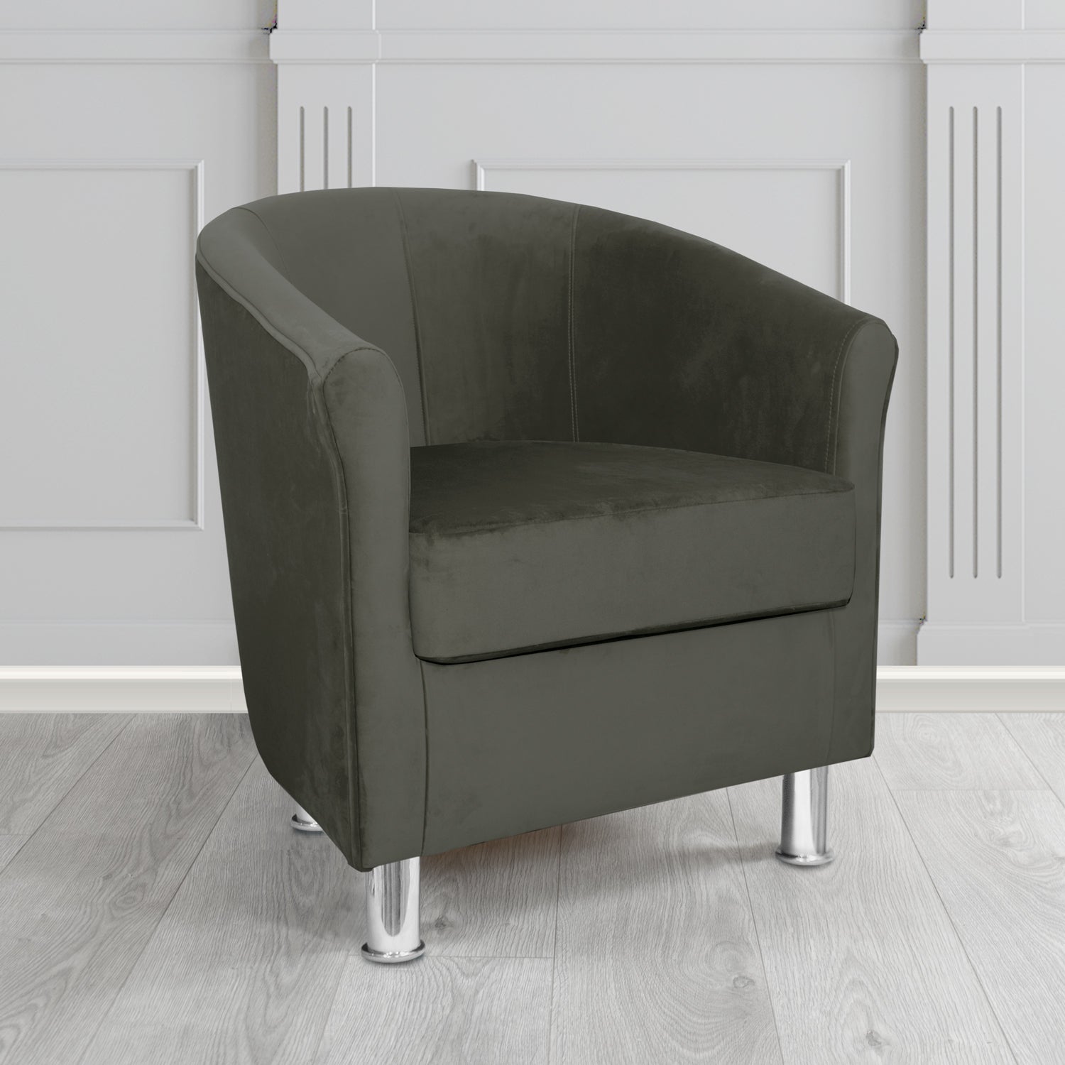 Como Tub Chair in Warwick Plush Asphalt Velvet Fabric