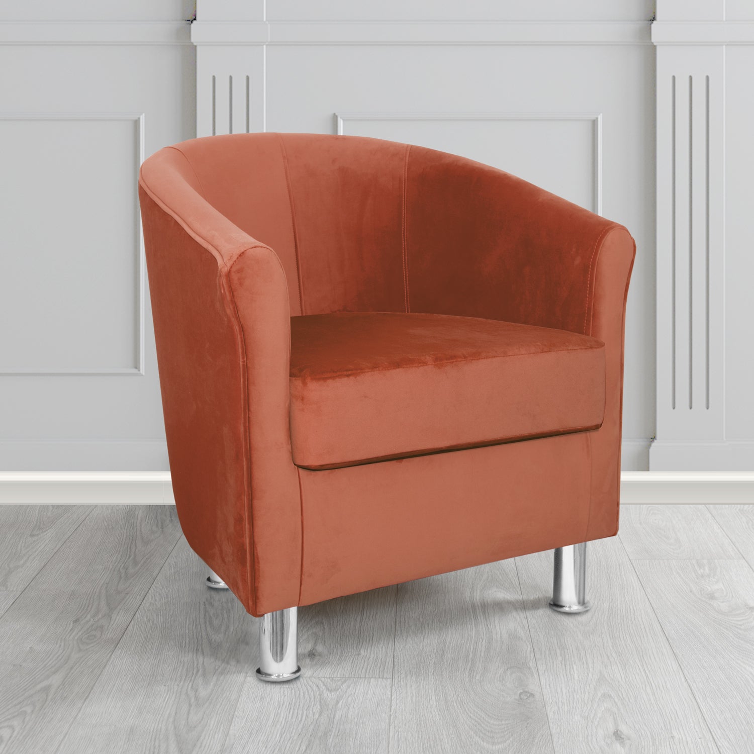 Como Tub Chair in Warwick Plush Brick Velvet Fabric