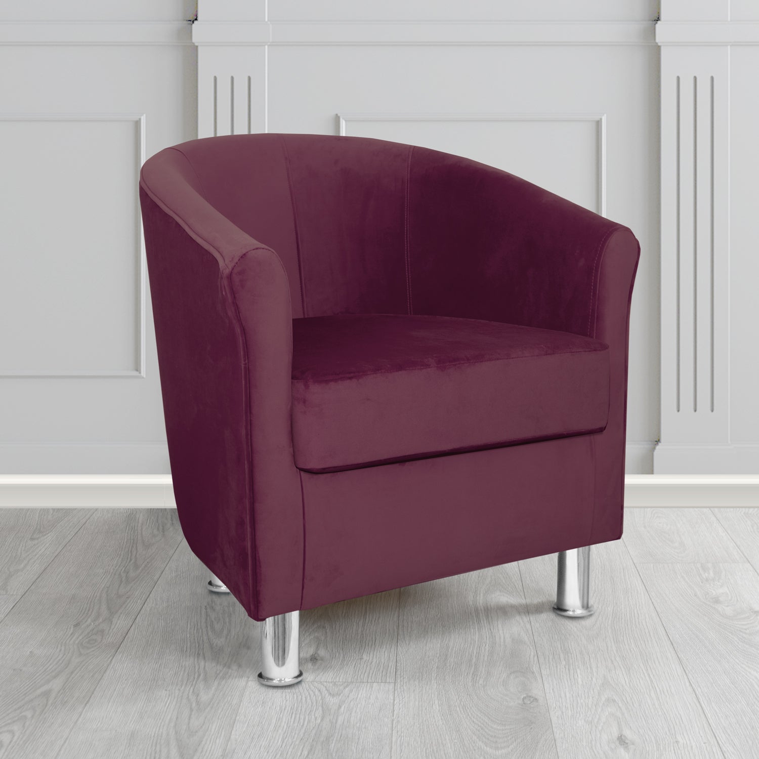 Como Tub Chair in Warwick Plush Brinjal Velvet Fabric