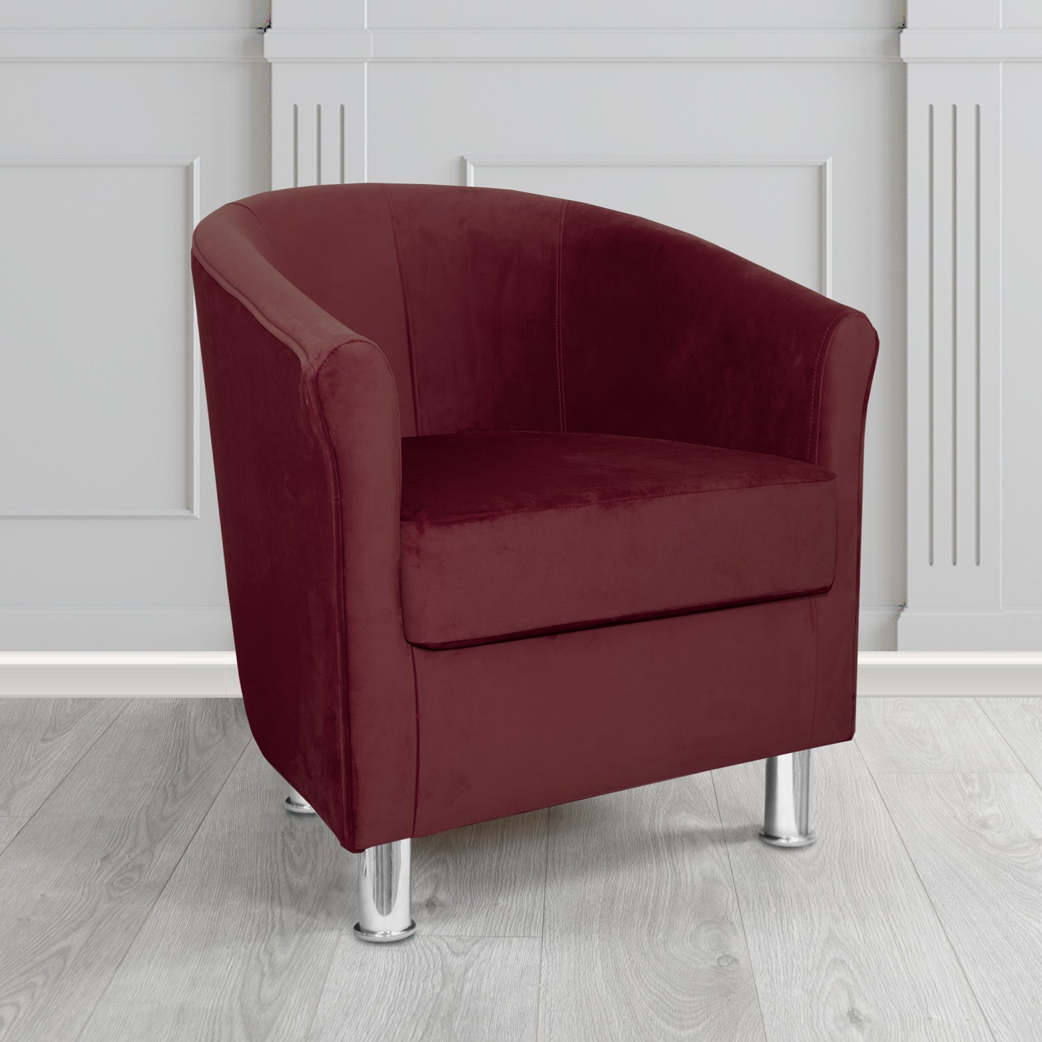 Como Tub Chair in Warwick Plush Burgundy Velvet Fabric
