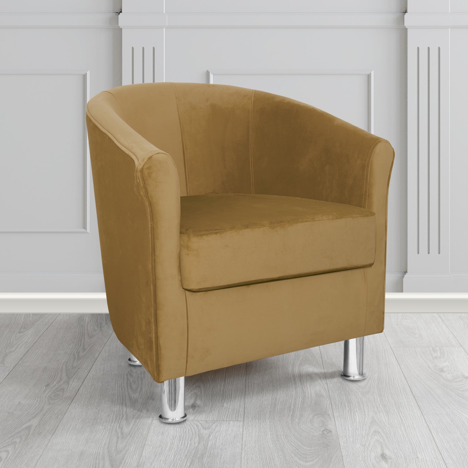 Como Tub Chair in Warwick Plush Caramel Velvet Fabric