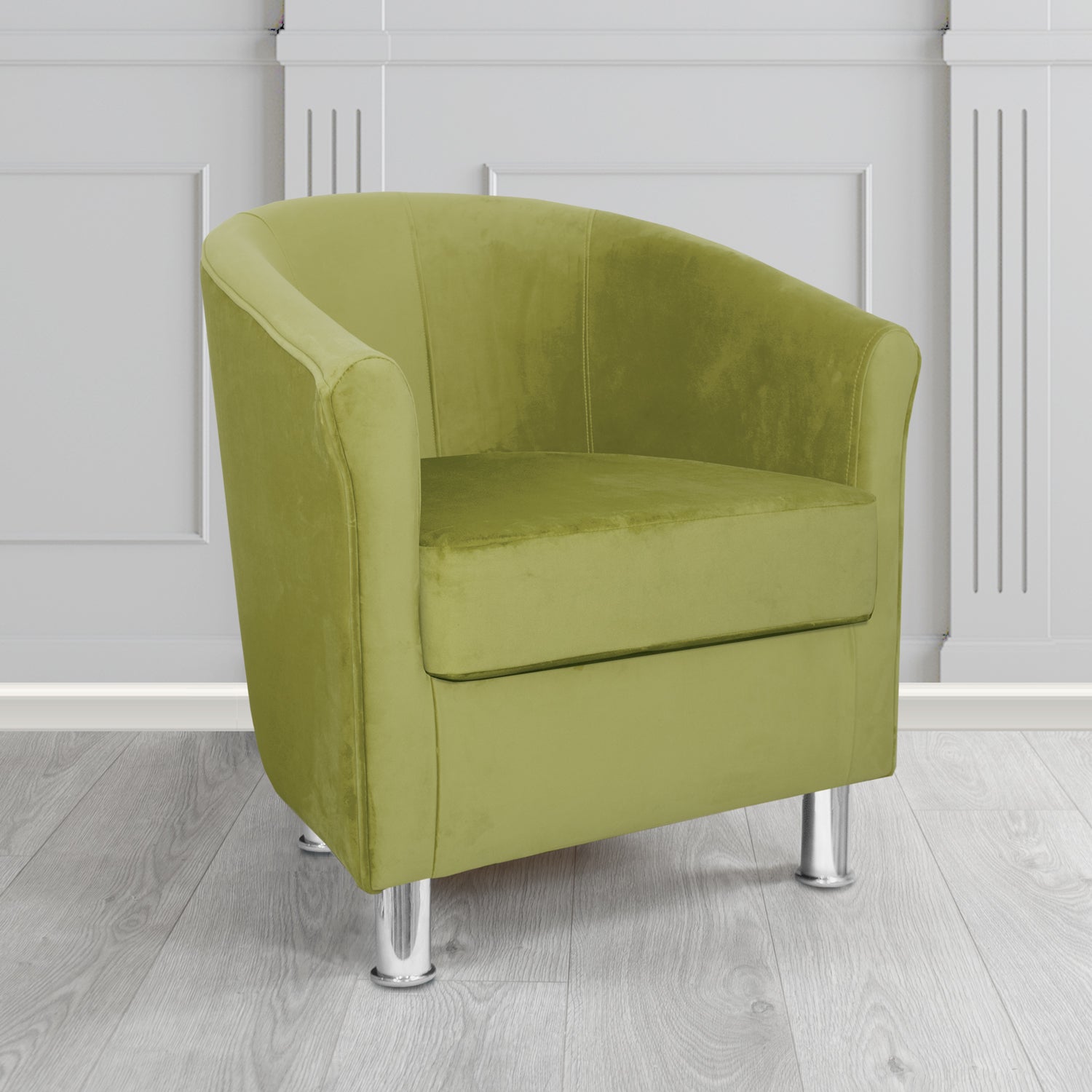 Como Tub Chair in Warwick Plush Celery Velvet Fabric
