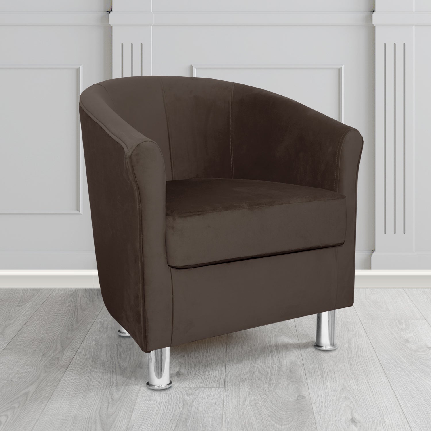 Como Tub Chair in Warwick Plush Chocolate Velvet Fabric