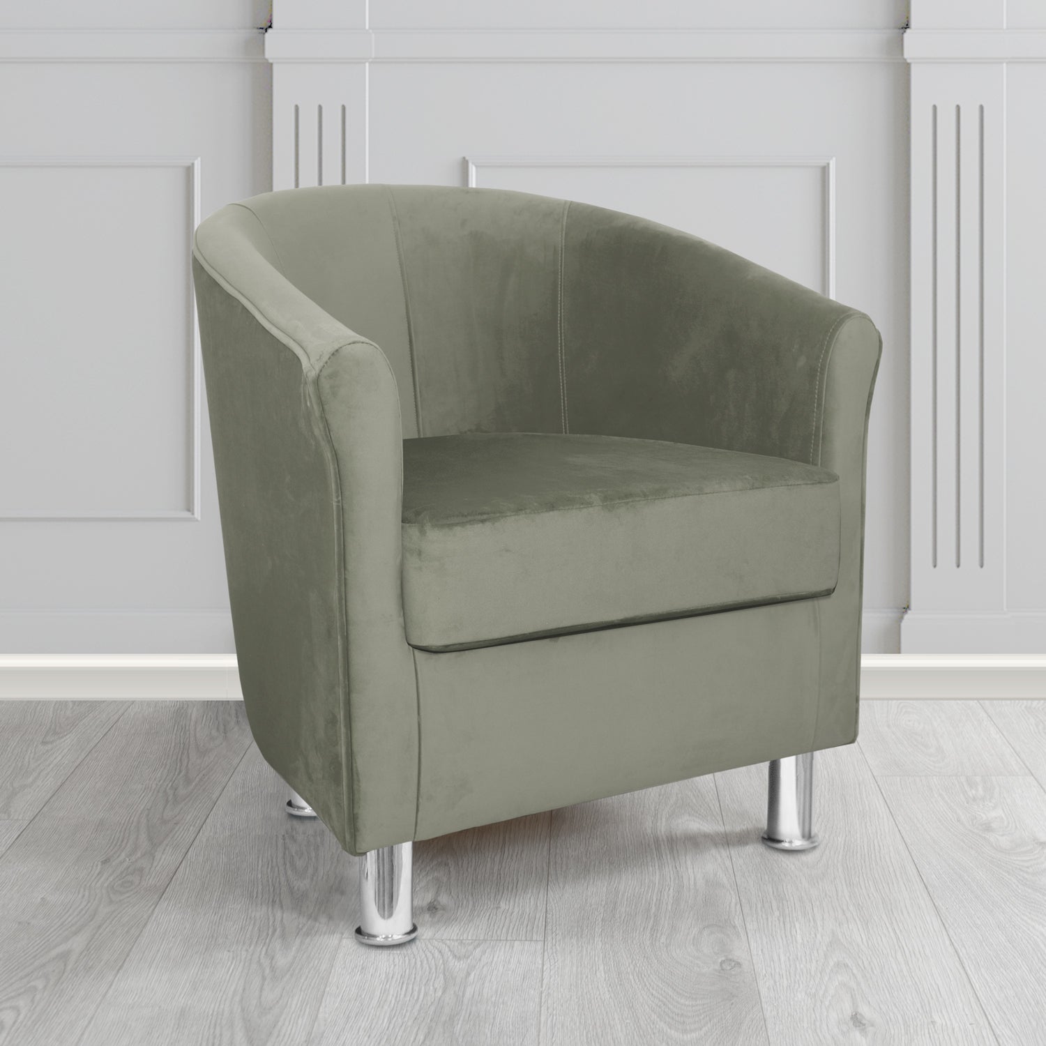 Como Tub Chair in Warwick Plush Concrete Velvet Fabric