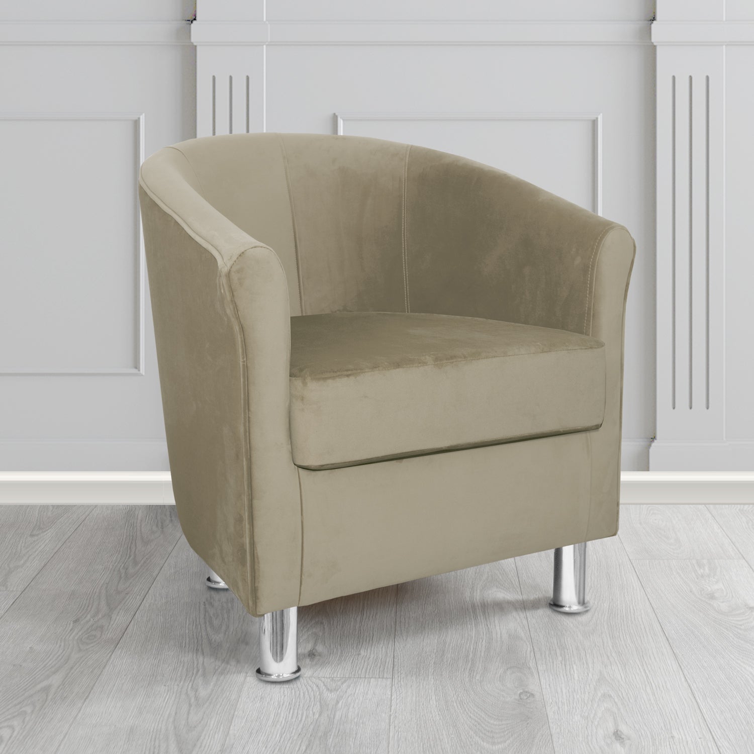 Como Tub Chair in Warwick Plush Mushroom Velvet Fabric