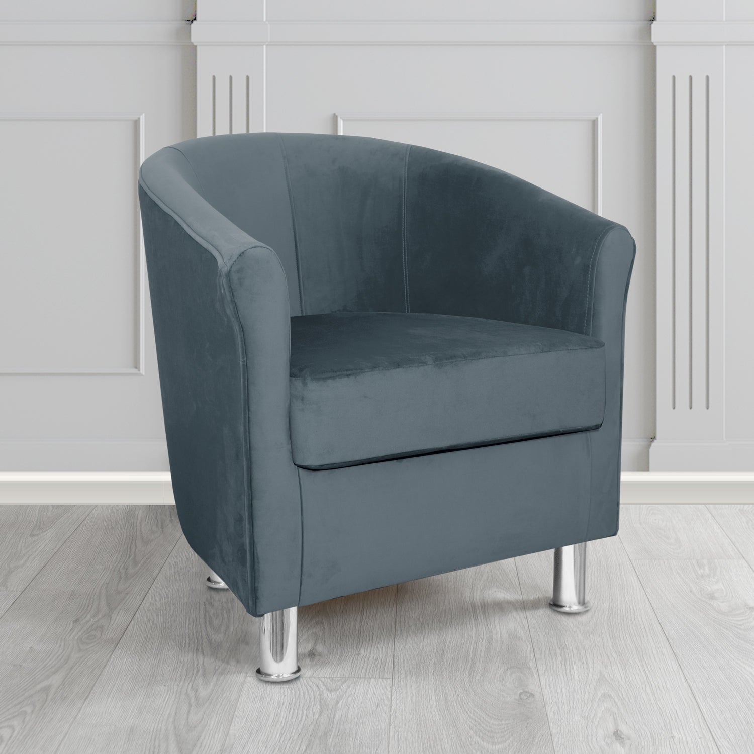 Como Tub Chair in Warwick Plush Nickel Velvet Fabric