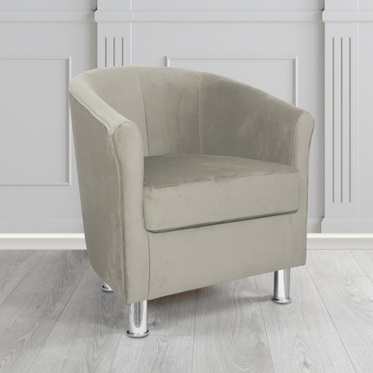 Como Tub Chair in Warwick Plush Platinum Velvet Fabric