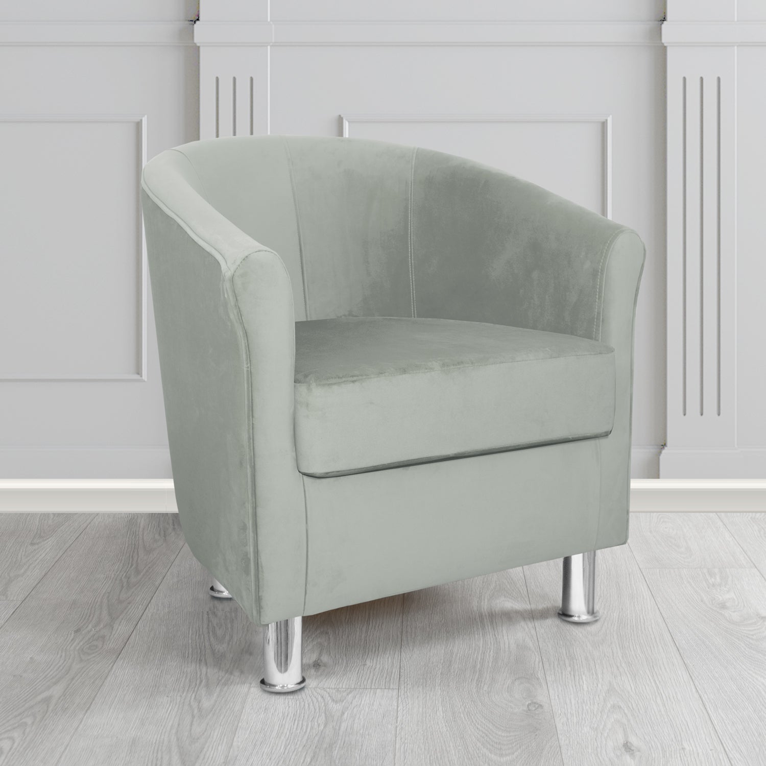 Como Tub Chair in Warwick Plush Silver Velvet Fabric