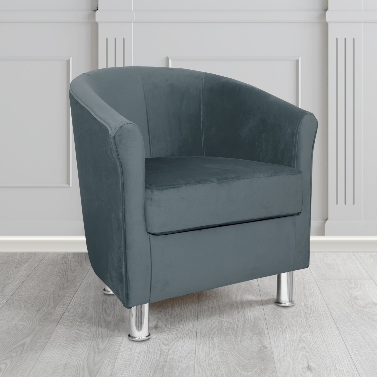 Como Tub Chair in Warwick Plush Steel Velvet Fabric