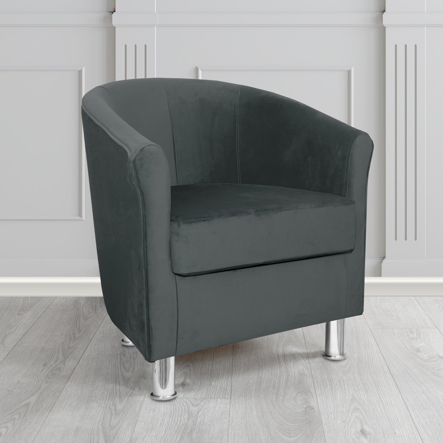 Como Tub Chair in Warwick Plush Tarmac Velvet Fabric