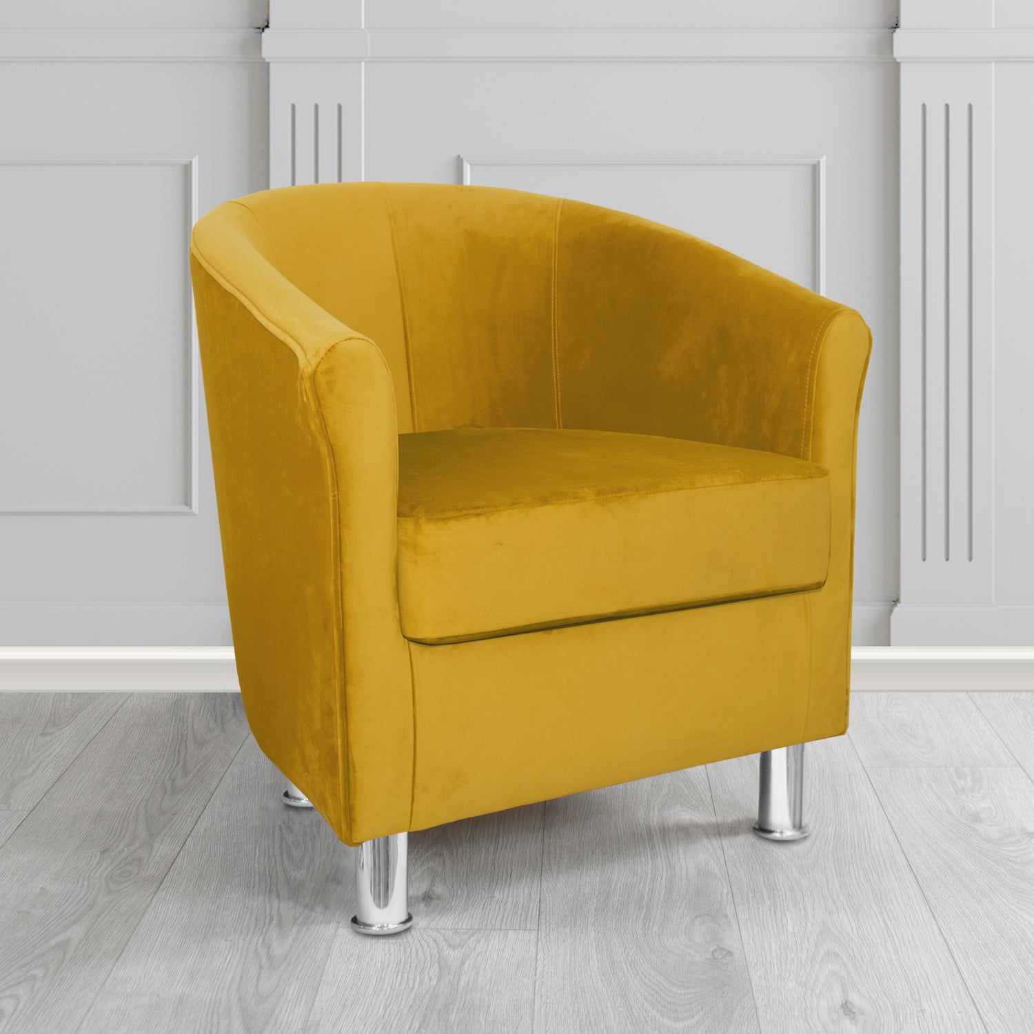 Como Tub Chair in Warwick Plush Turmeric Velvet Fabric