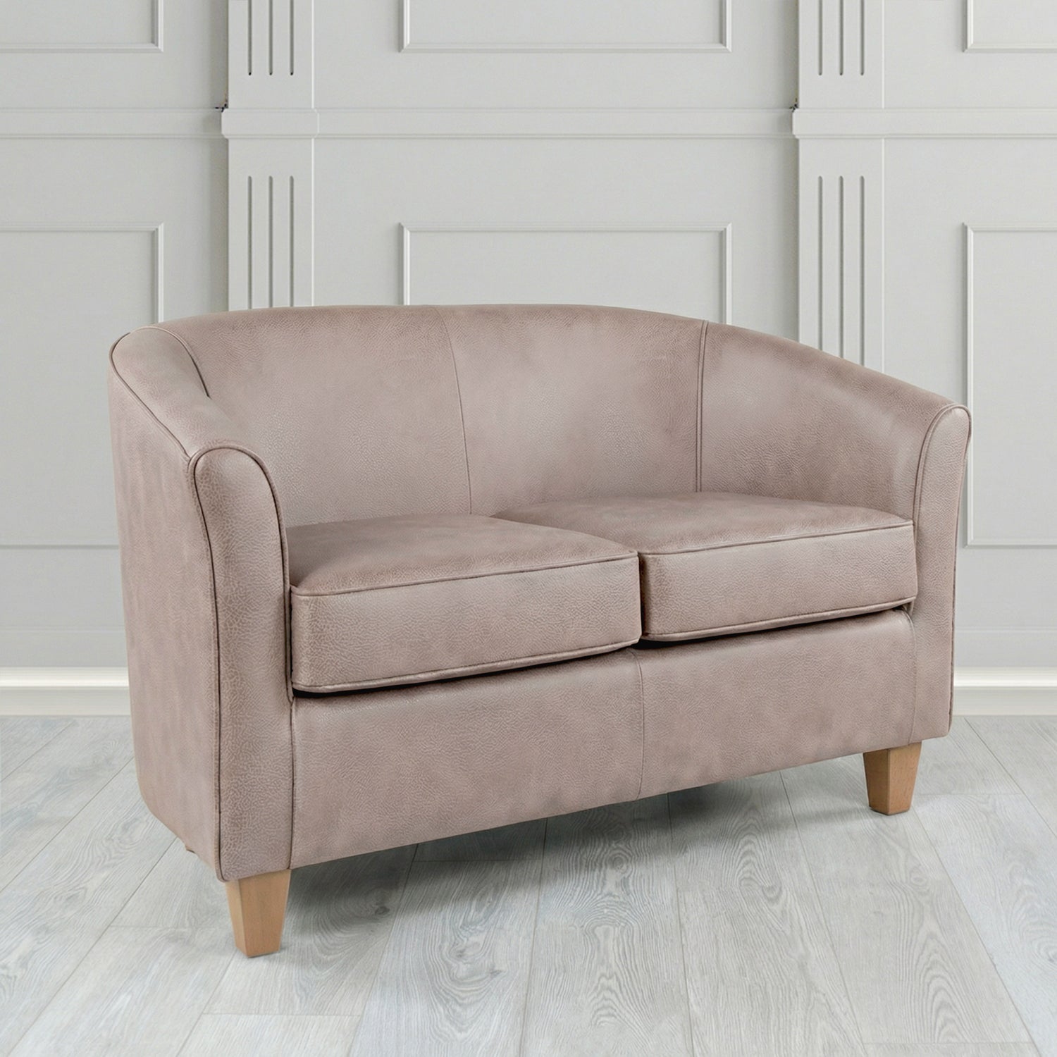 Devon 2 Seater Tub Sofa in Crest Leather Saloon Semi-Aniline Crib 5 Genuine Leather