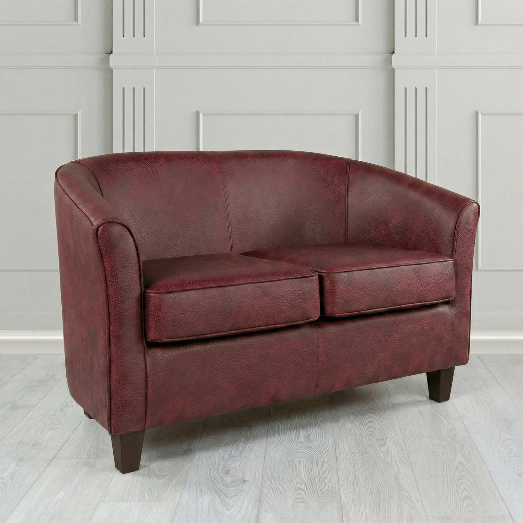 Devon 2 Seater Tub Sofa in Crest Leather Saloon Semi-Aniline Crib 5 Genuine Leather