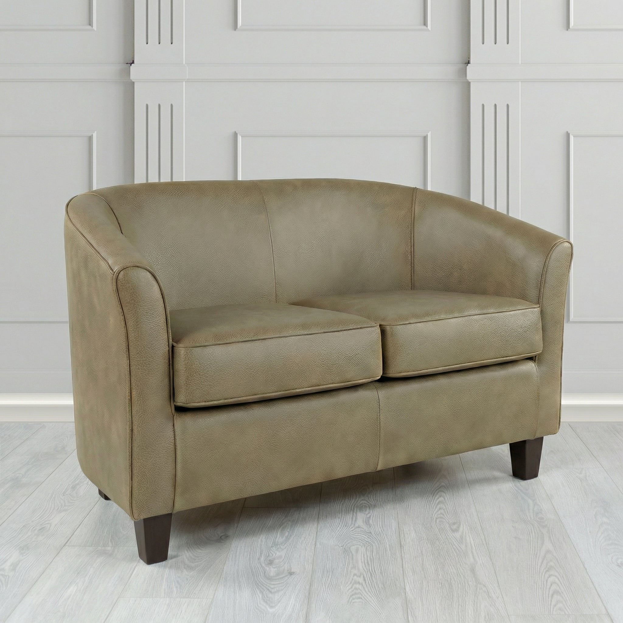 Devon 2 Seater Tub Sofa in Crest Leather Saloon Semi-Aniline Crib 5 Genuine Leather