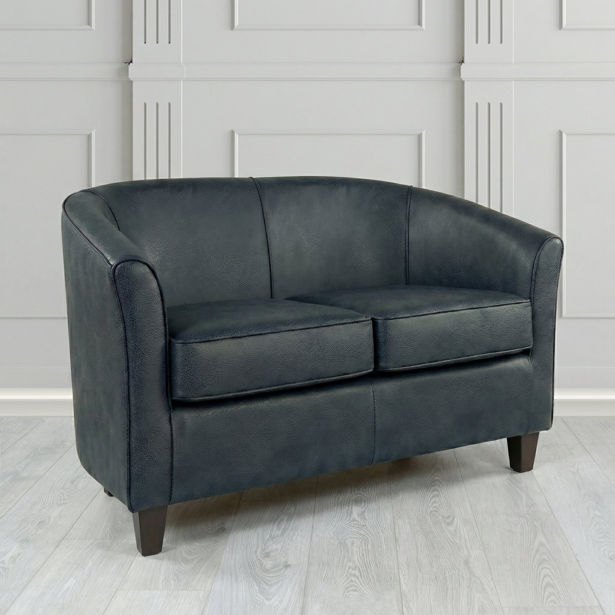 Devon 2 Seater Tub Sofa in Crest Leather Saloon Semi-Aniline Crib 5 Genuine Leather