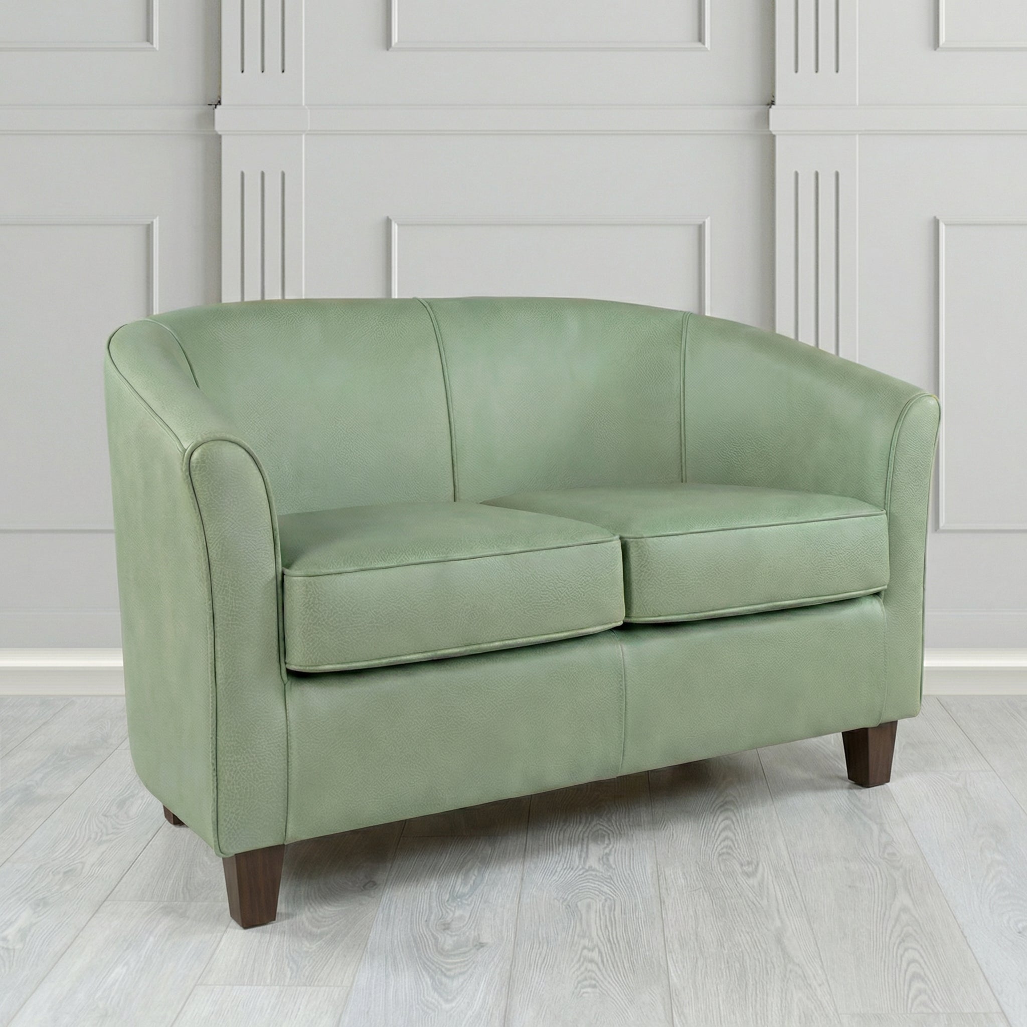 Devon 2 Seater Tub Sofa in Crest Leather Saloon Semi-Aniline Crib 5 Genuine Leather