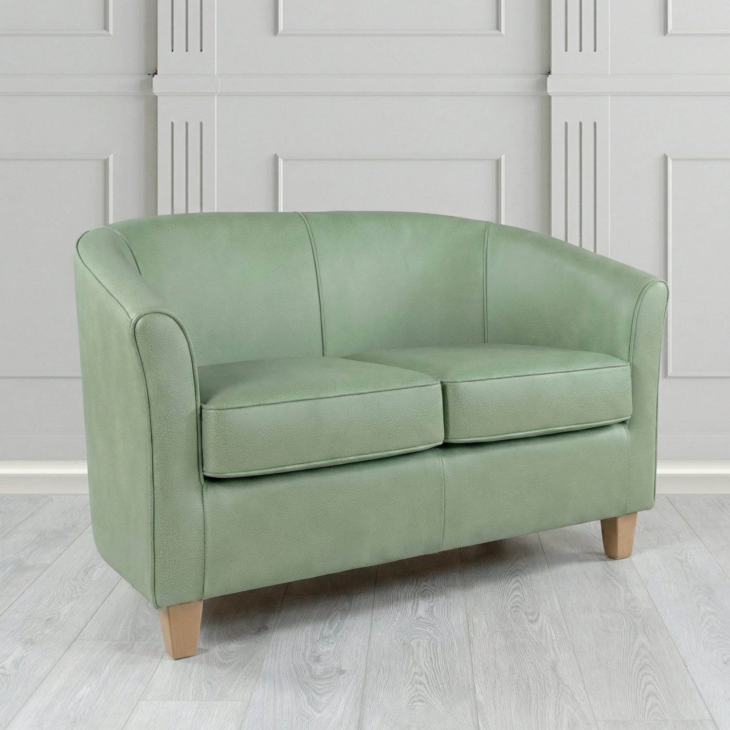 Devon 2 Seater Tub Sofa in Crest Leather Saloon Semi-Aniline Crib 5 Genuine Leather