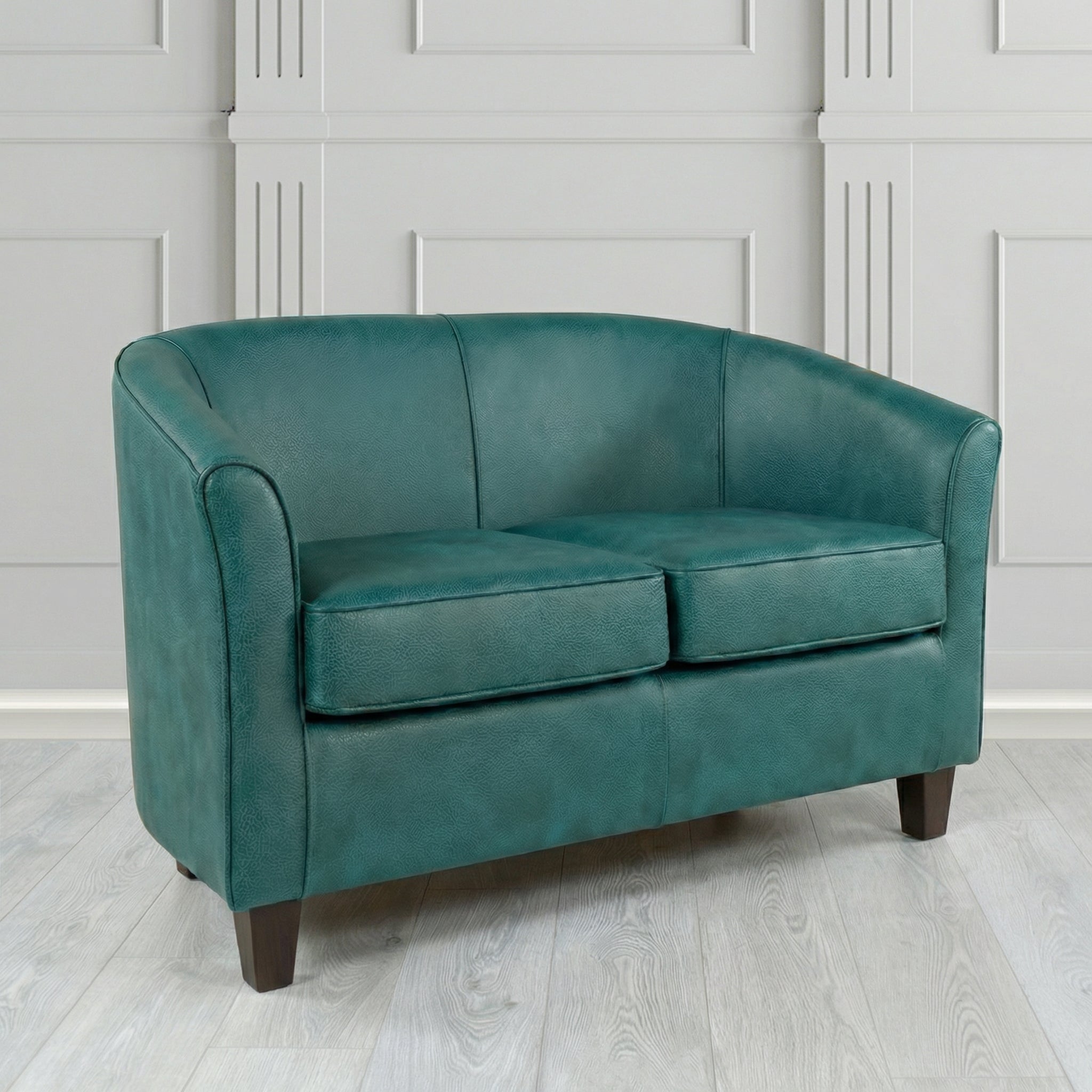 Devon 2 Seater Tub Sofa in Crest Leather Saloon Semi-Aniline Crib 5 Genuine Leather