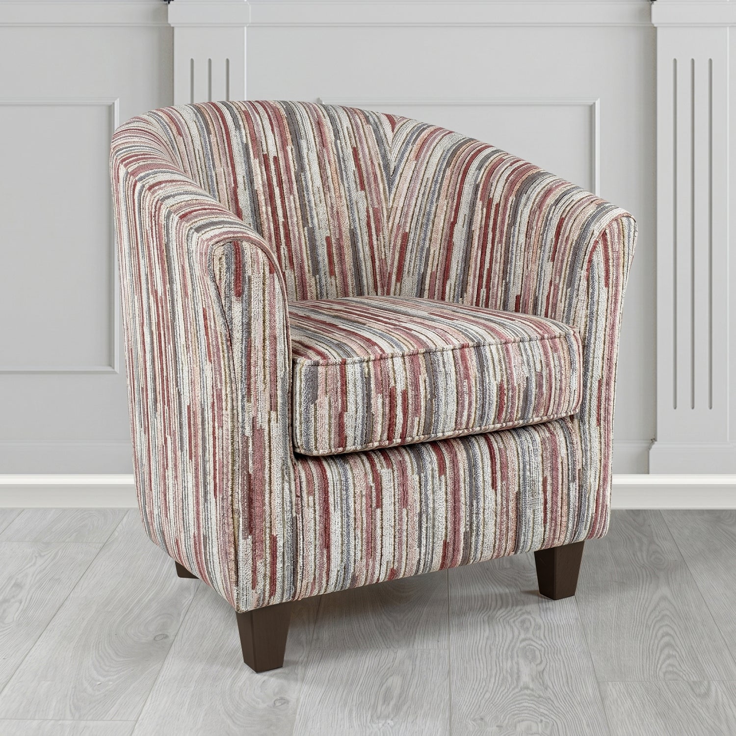 Devon Tub Chair in Cristina Marrone Extravaganza Stripe Fabric