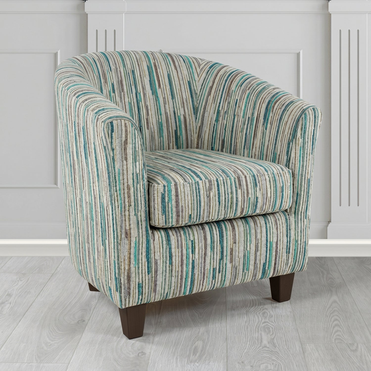 Devon Tub Chair in Cristina Marrone Extravaganza Stripe Fabric