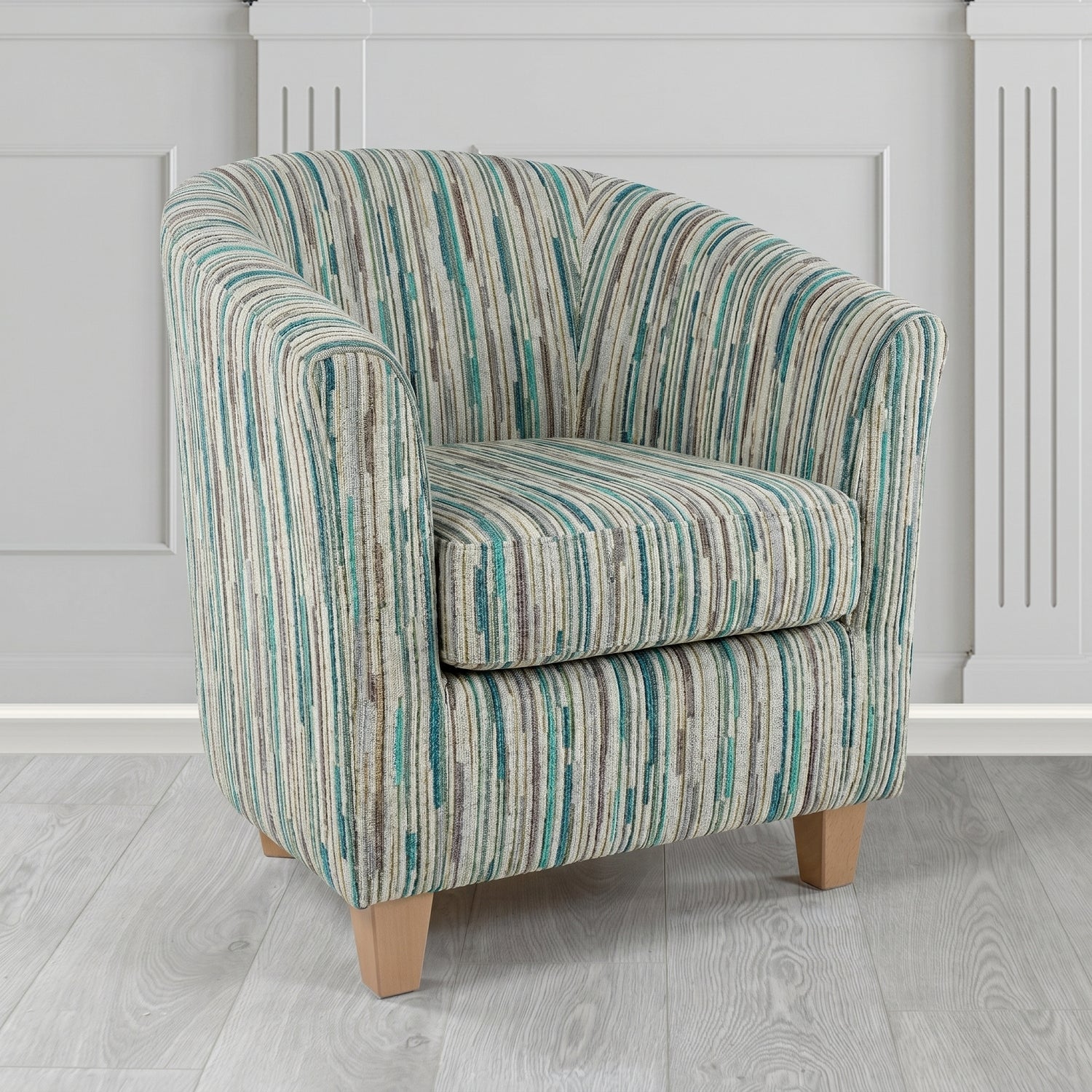 Devon Tub Chair in Cristina Marrone Extravaganza Stripe Fabric
