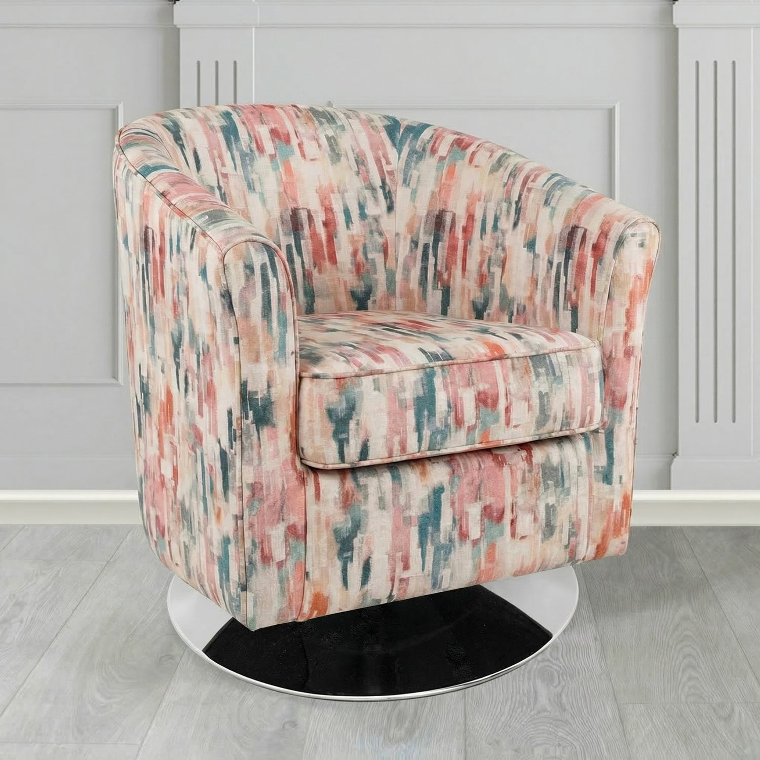 Devon Swivel Tub Chair in Fryett's Aura Abstract Pattern Fabric