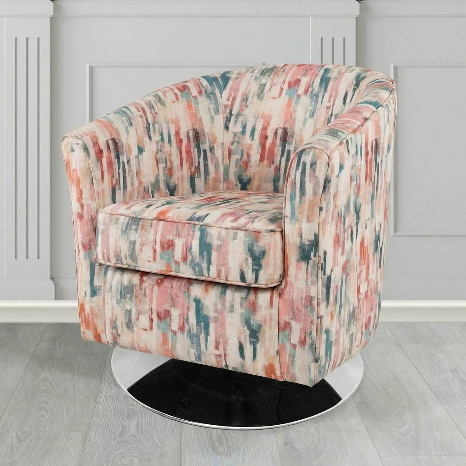 Devon Swivel Tub Chair in Fryett's Aura Abstract Pattern Fabric