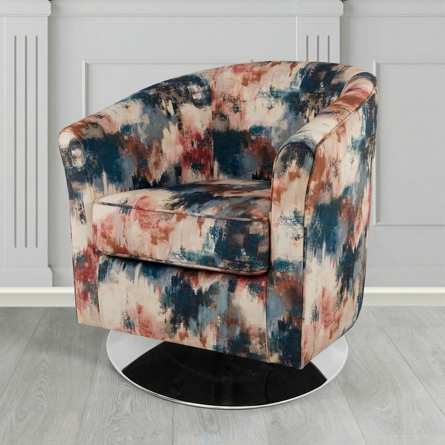 Devon Swivel Tub Chair in Fryett's Kala Abstract Fabric