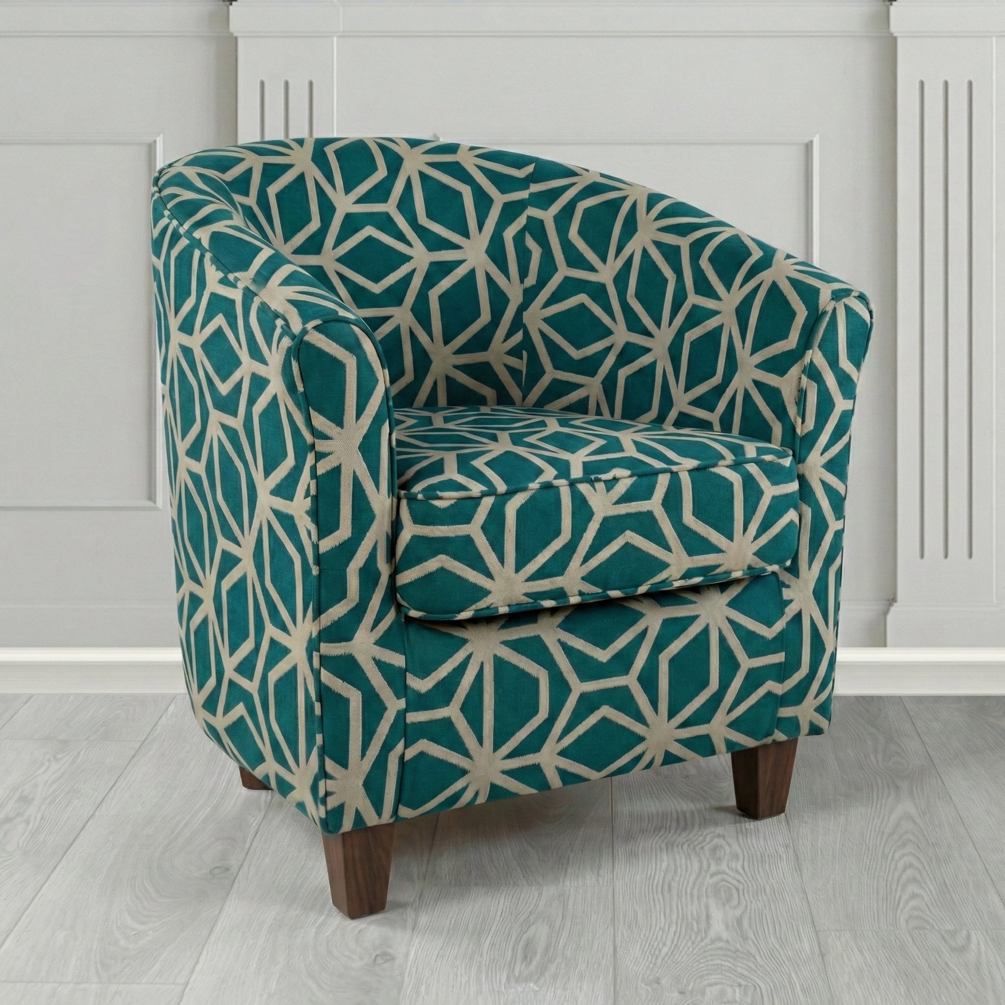 Devon Tub Chair in Panaz Fabrics Lexington Corinthia Geometric Crib 5 Velvet Fabric