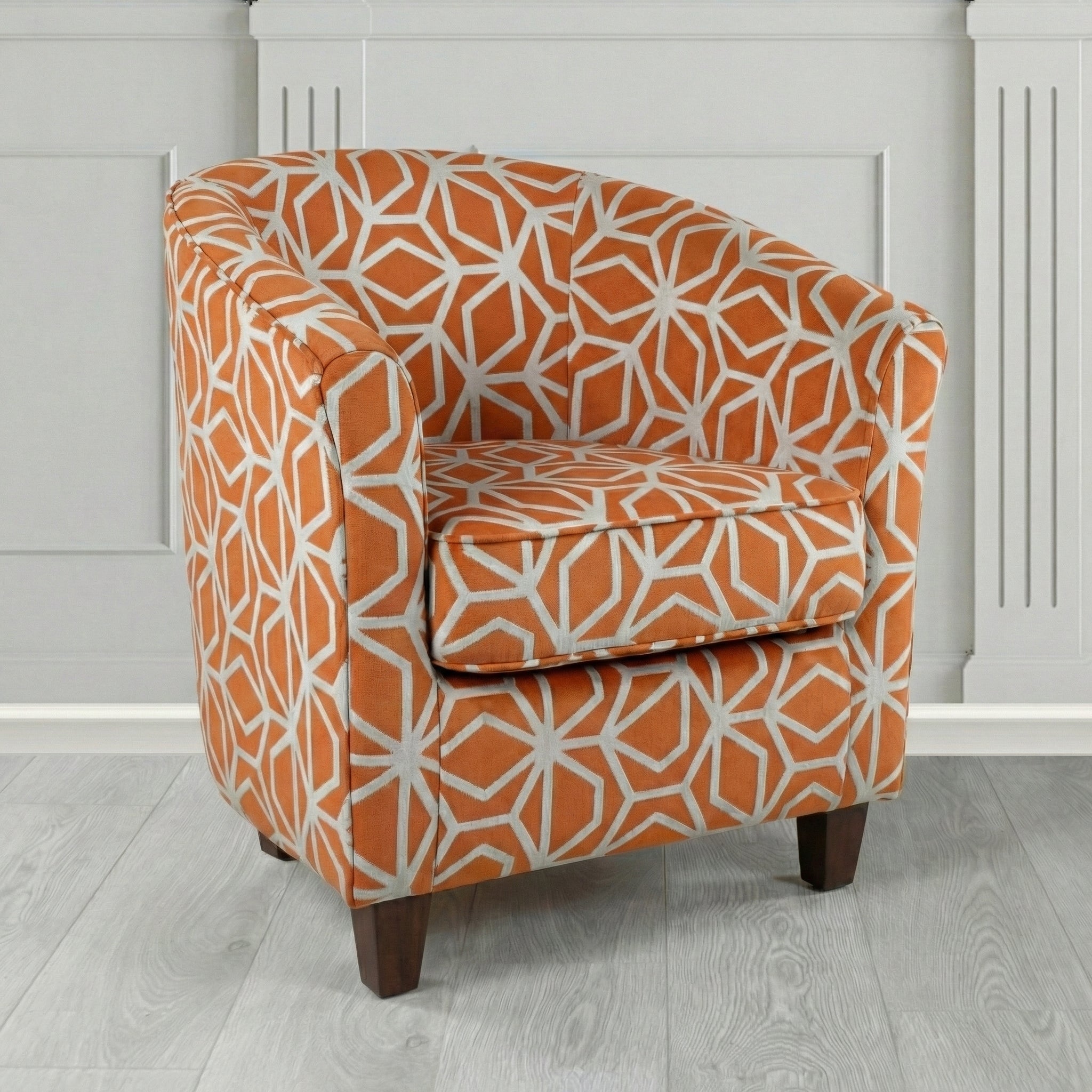 Devon Tub Chair in Panaz Fabrics Lexington Corinthia Geometric Crib 5 Velvet Fabric