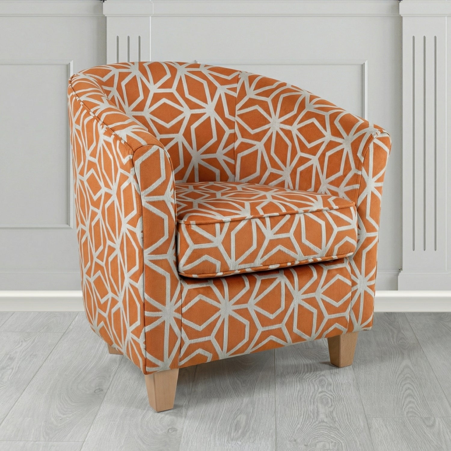 Devon Tub Chair in Panaz Fabrics Lexington Corinthia Geometric Crib 5 Velvet Fabric