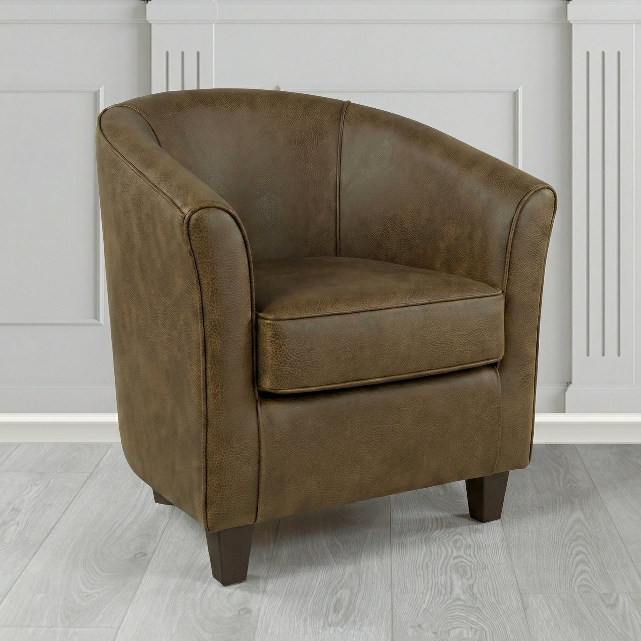 Devon Tub Chair in Crest Leather Saloon Semi-Aniline Crib 5 Genuine Leather