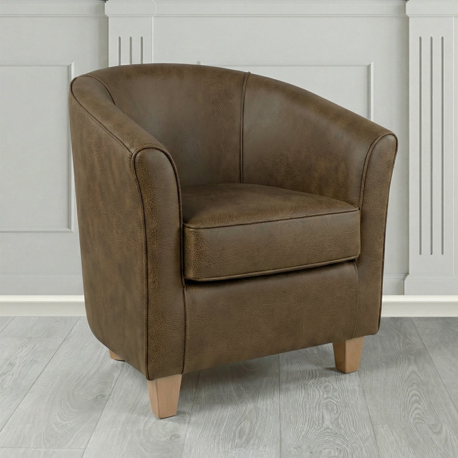 Devon Tub Chair in Crest Leather Saloon Semi-Aniline Crib 5 Genuine Leather