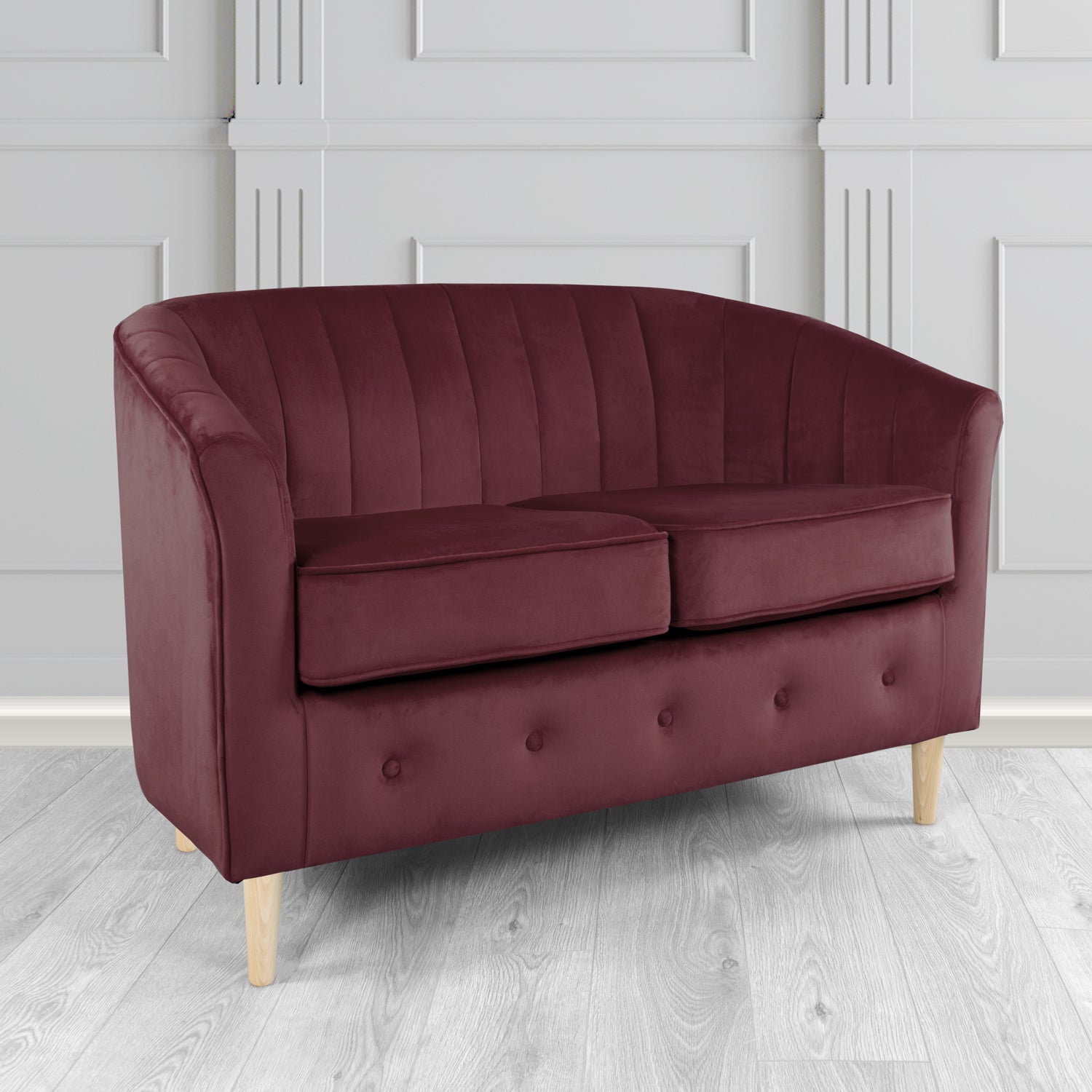 Doha 2 Seater Tub Sofa in Sapore Crib 5 Velvet Fabric