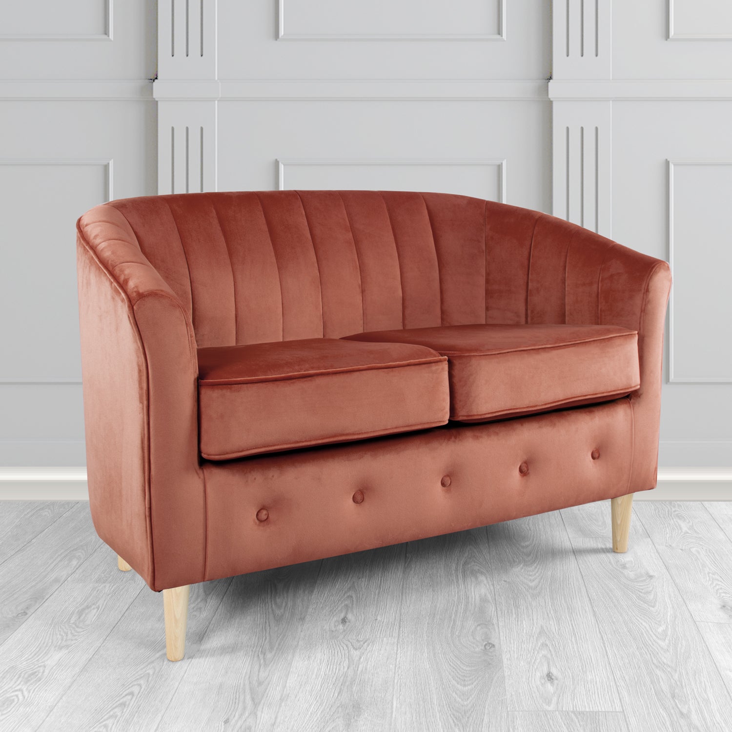Doha 2 Seater Tub Sofa in Sapore Crib 5 Velvet Fabric