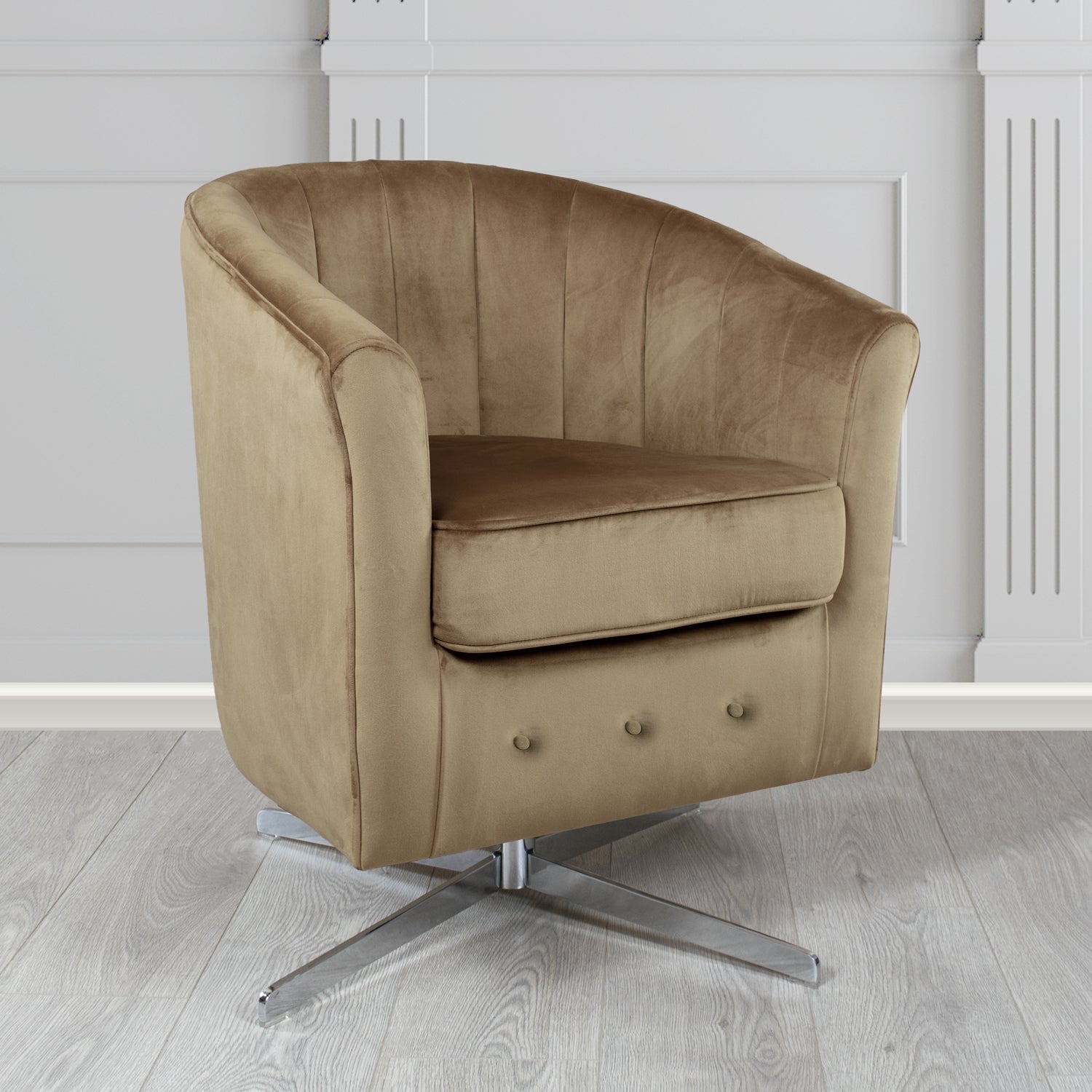 Doha Swivel Tub Chair in Monaco Plain Velvet Fabric