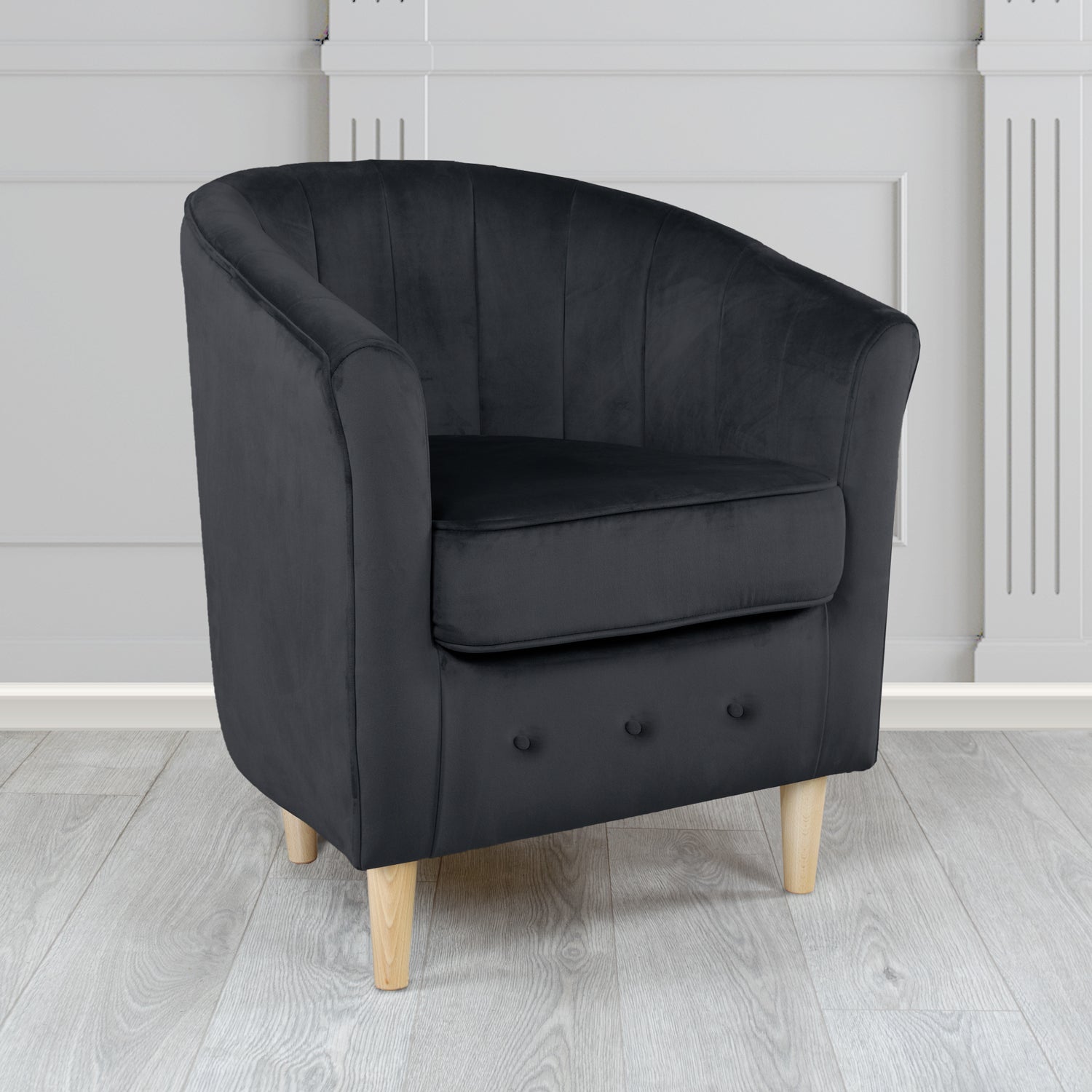 Doha Tub Chair in Monaco Plain Velvet Fabric