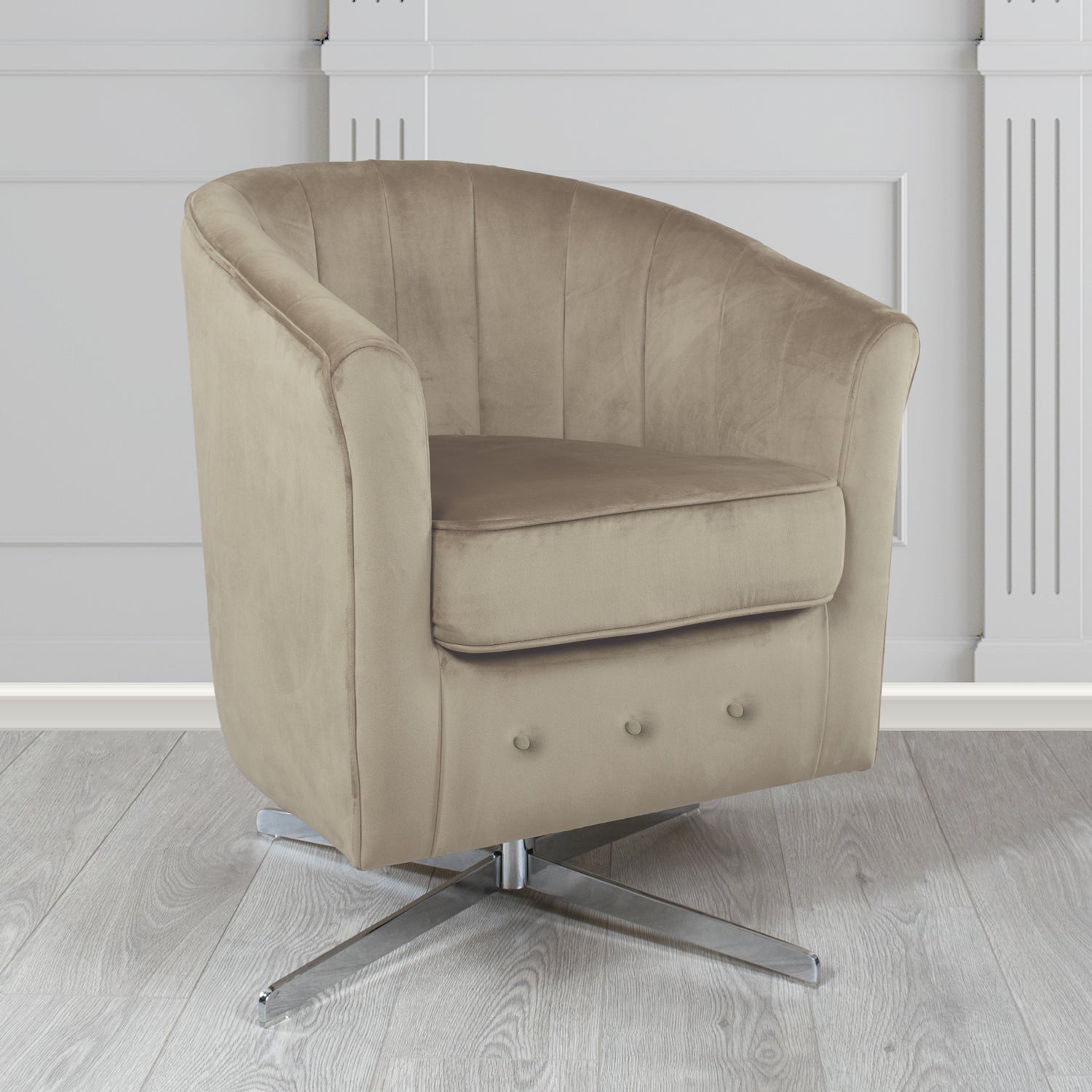 Doha Swivel Tub Chair in Monaco Plain Velvet Fabric