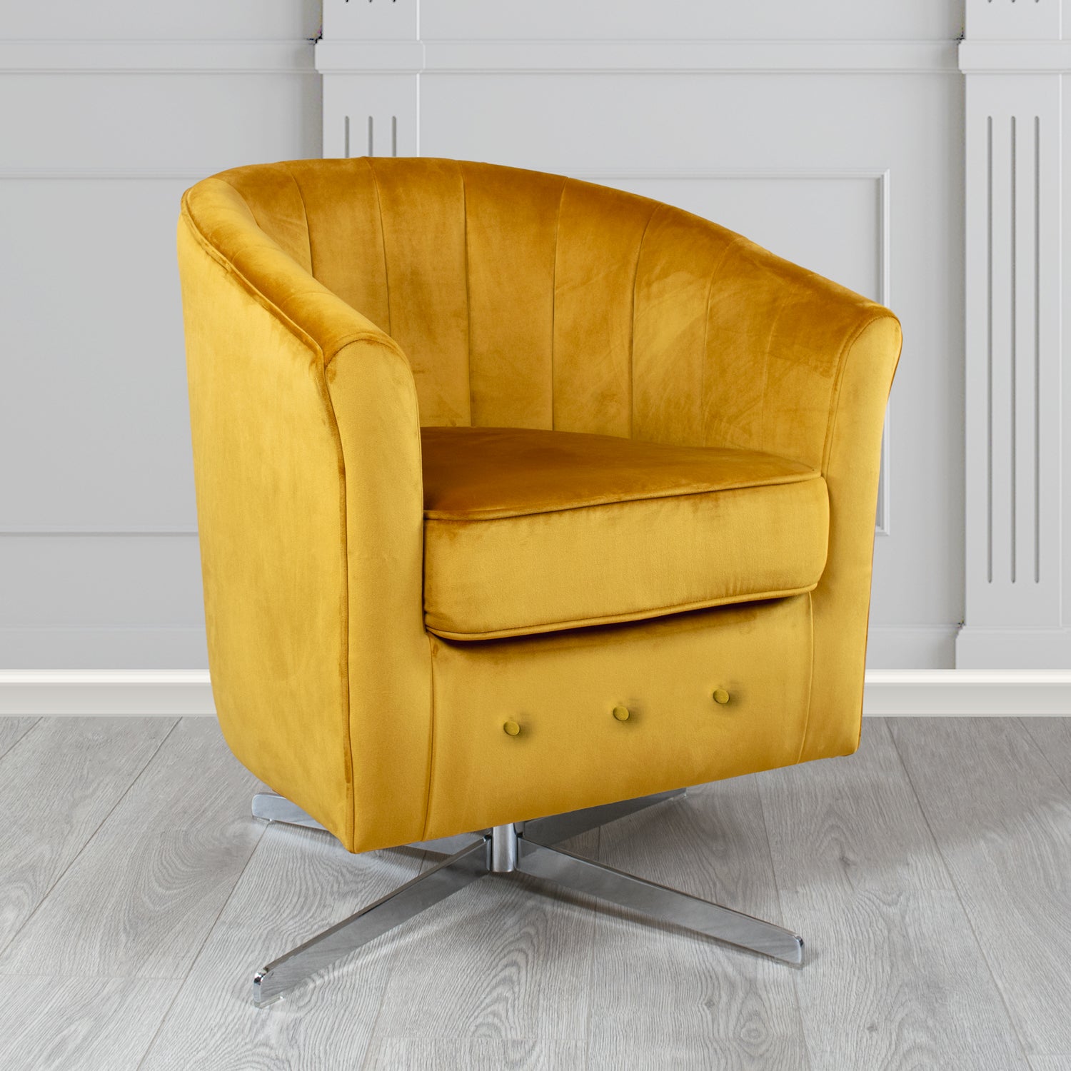 Doha Swivel Tub Chair in Monaco Plain Velvet Fabric