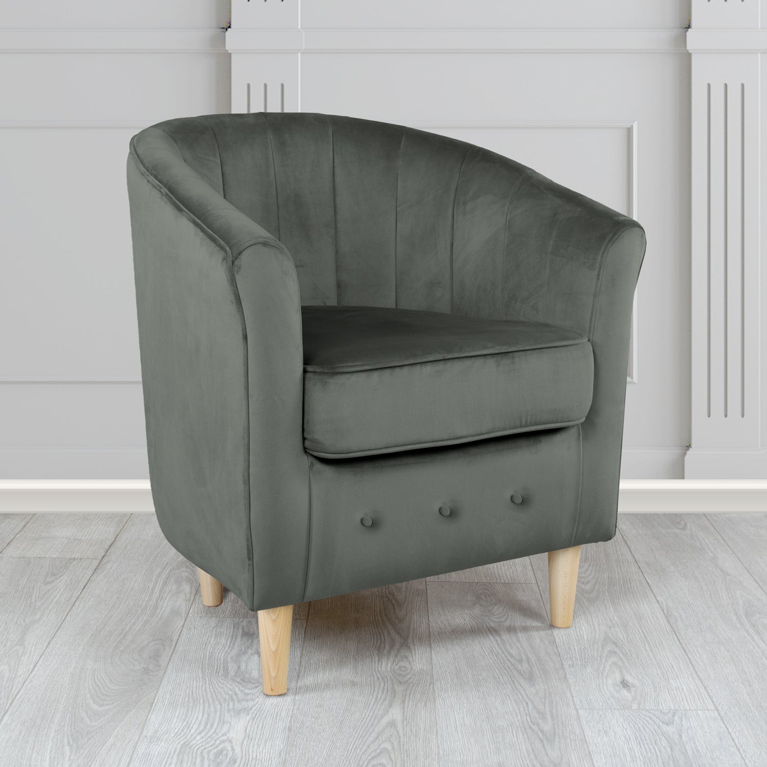 Doha Tub Chair in Monaco Plain Velvet Fabric