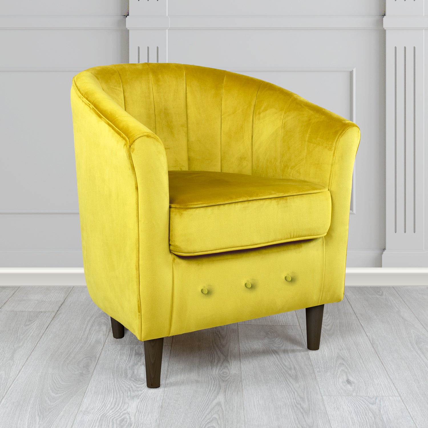 Doha Tub Chair in Monaco Lemon Plain Velvet Fabric