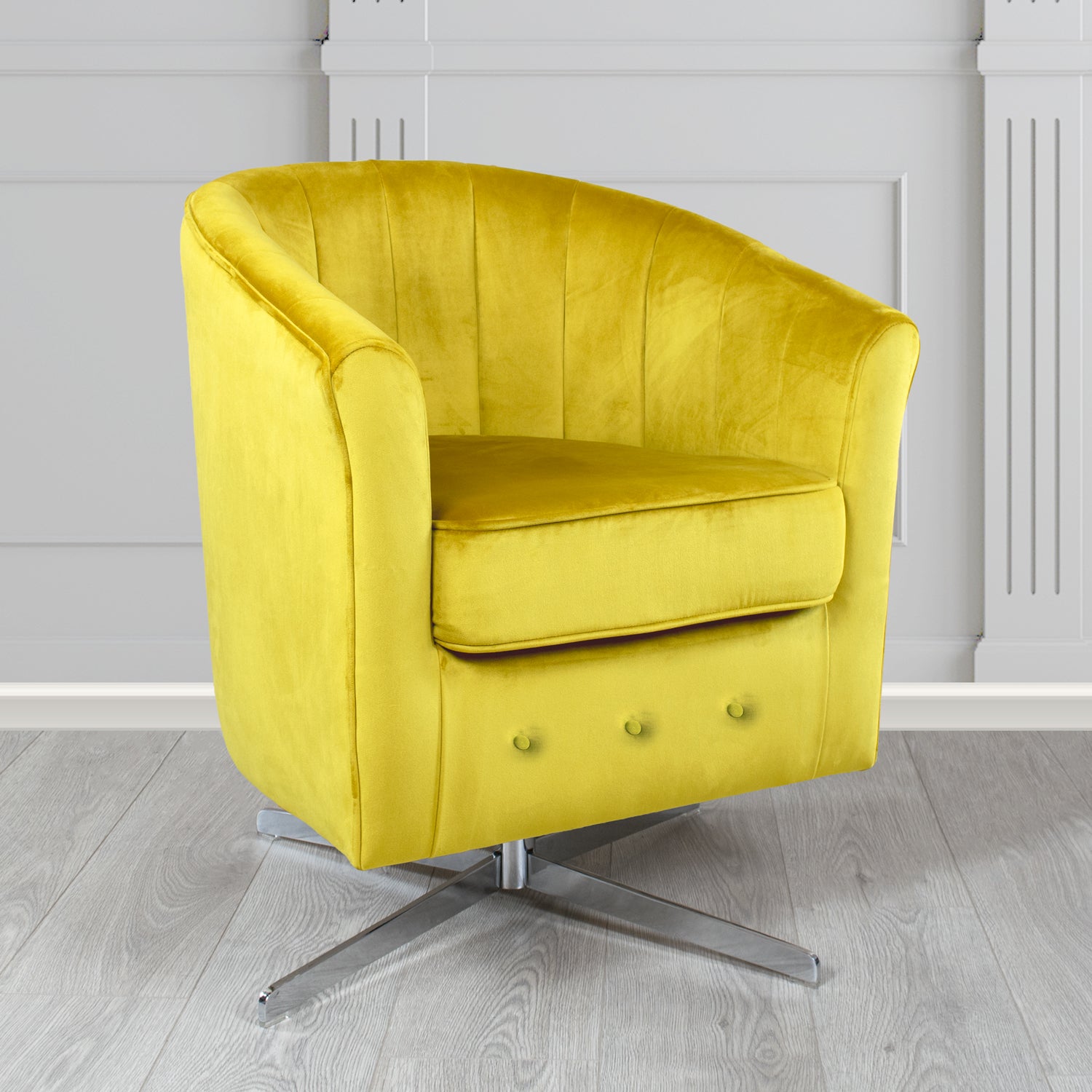 Doha Swivel Tub Chair in Monaco Plain Velvet Fabric