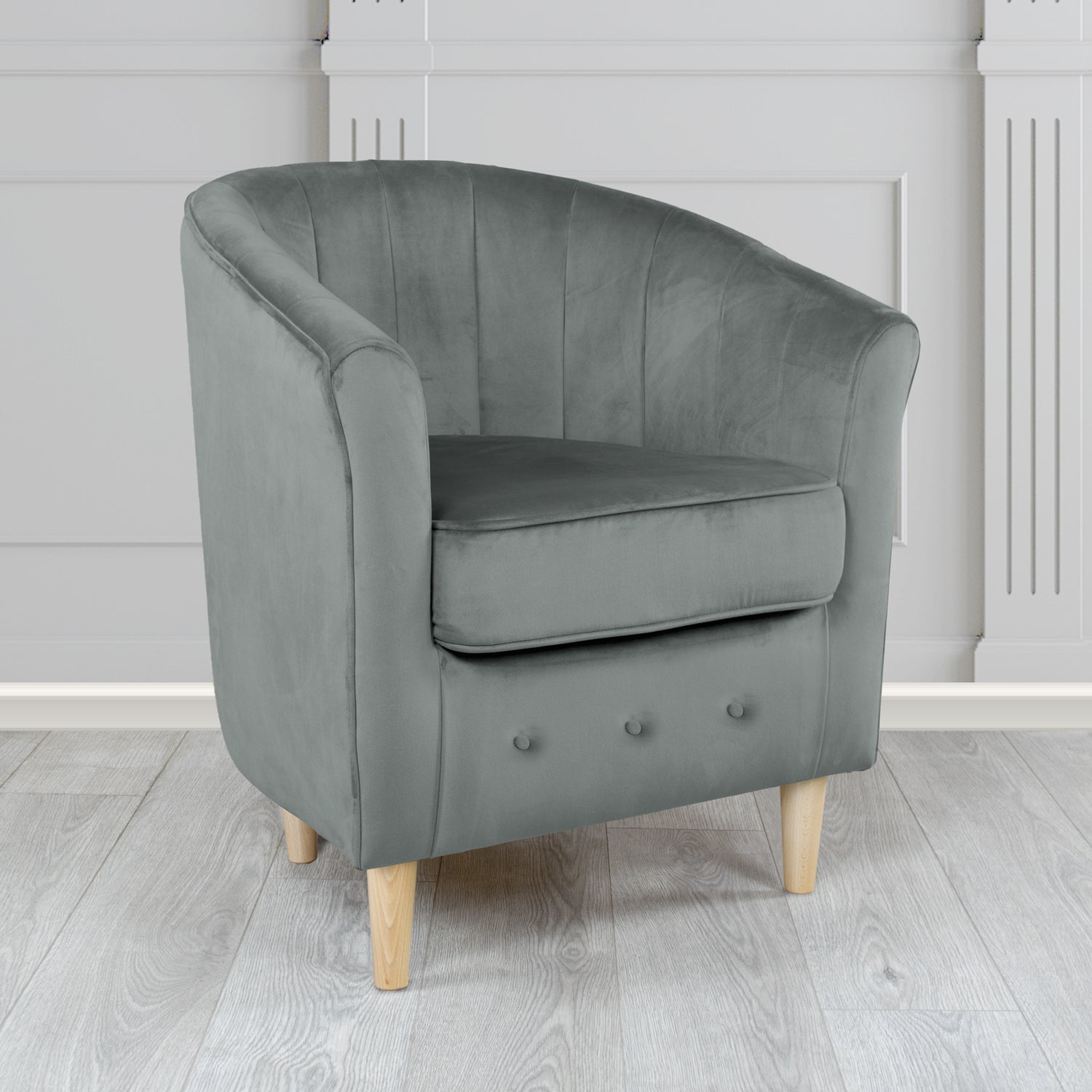 Doha Tub Chair in Monaco Plain Velvet Fabric